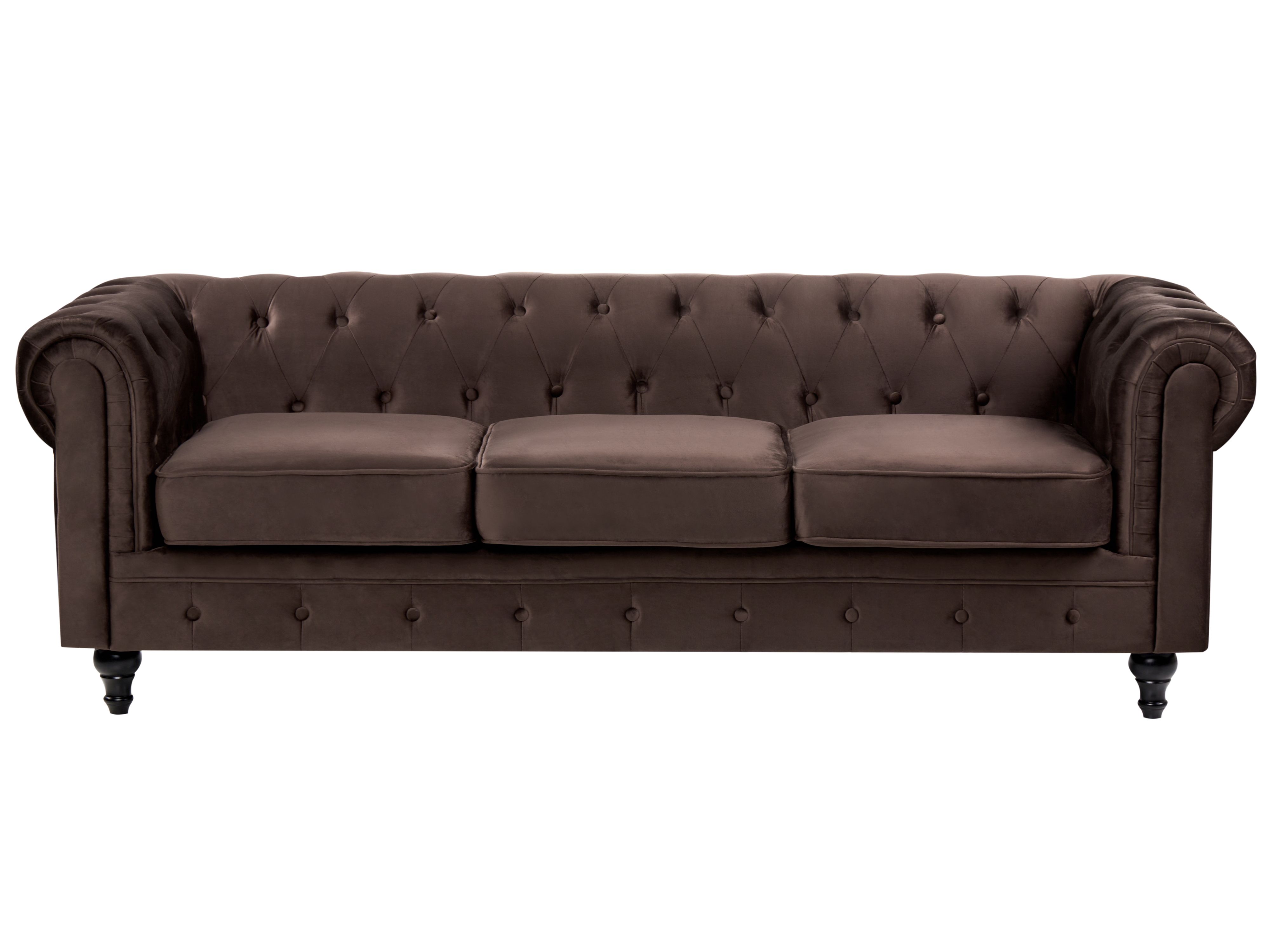 Sofa 3 Seater CHESTERFIELD Velvet Dark Brown
