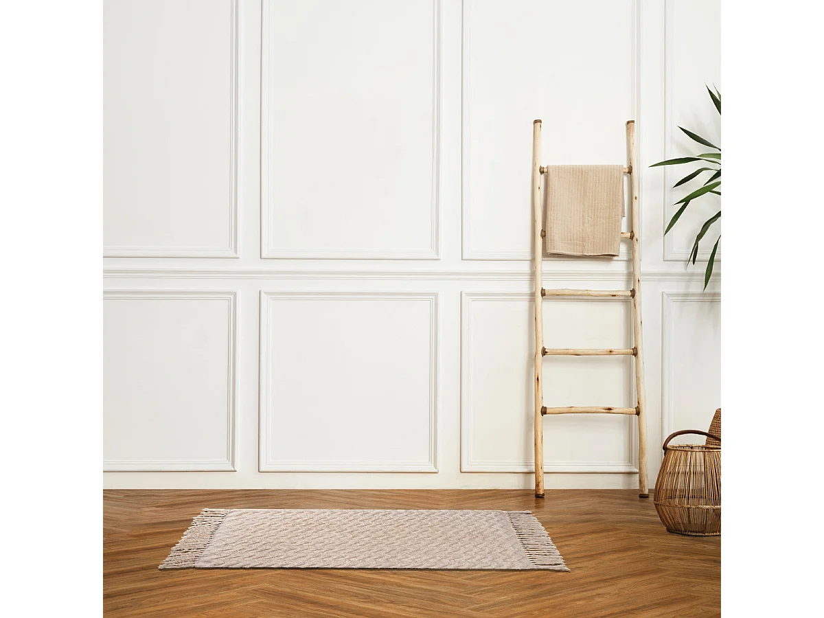Tapis de bain déco à franges en coton 50x80cm