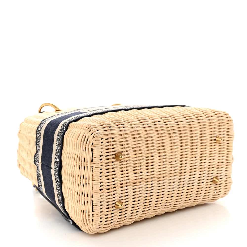 Mirror Quality Replica Lady Dior Wicker Blue Handbag1:1High-quality replica