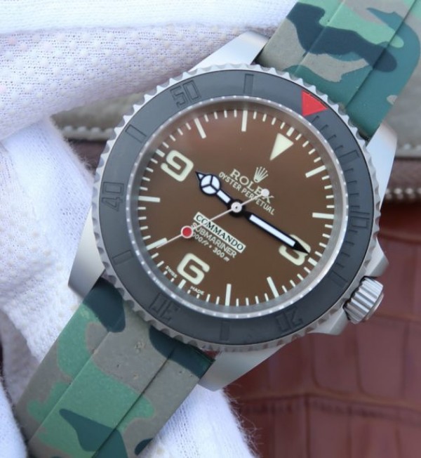 Replica Rolex Submariner Commando Gray Dial Ceramic Bezel Rubber Strap A2836 - Elite Watch Atelier