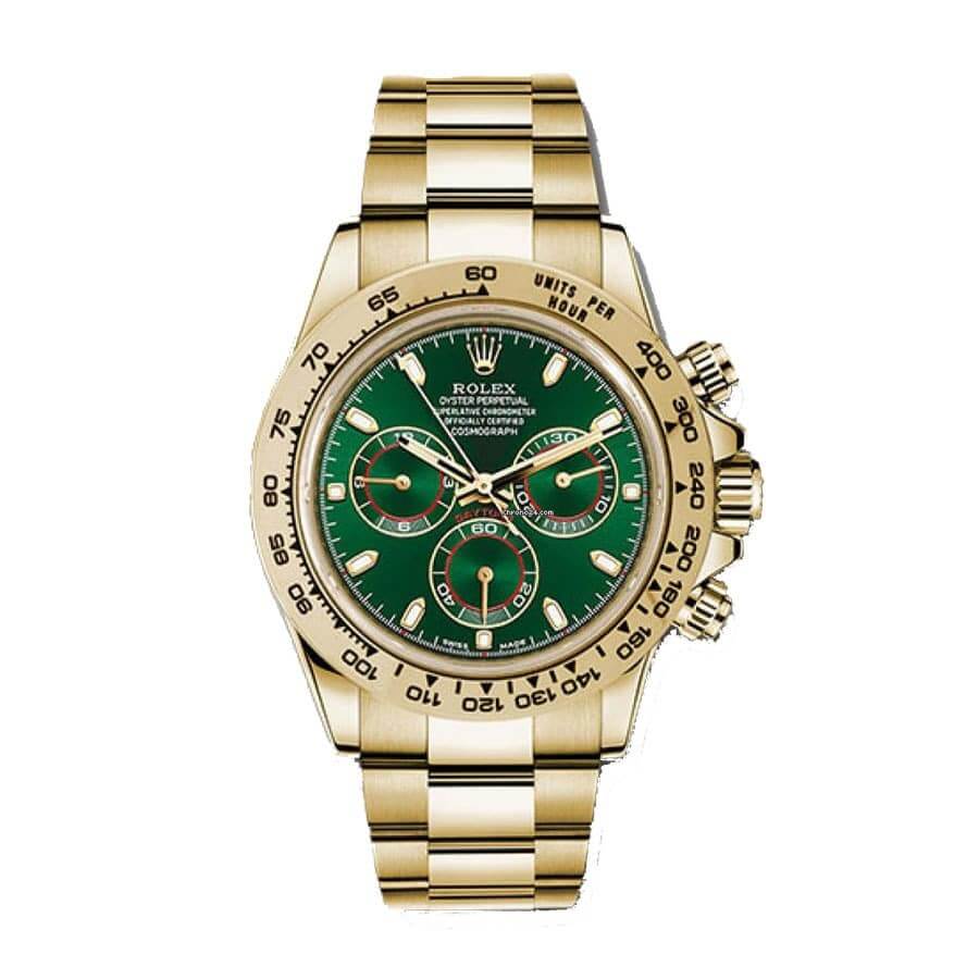 Rolex Cosmograph Daytona Oyster Yellow Gold Green Dial 116508-0013 Replica - Elite Watch Atelier