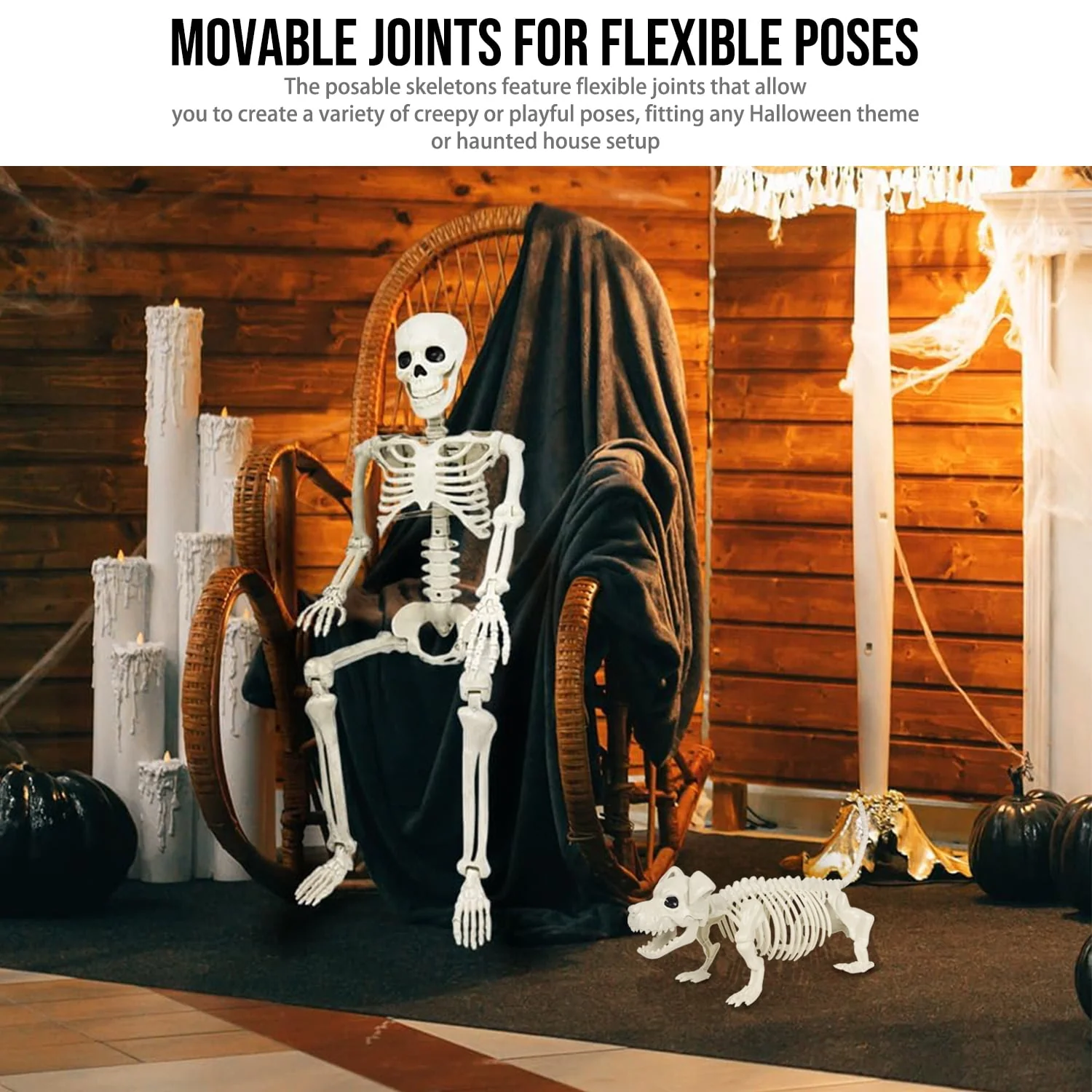 Ayieyill 2pcs Skeleton and Dog Skeleton Halloween Decorations Posable Skeletons Halloween Decorations Indoor Outdoor - Image 5 Ayieyill 2pcs Skeleton and Dog Skeleton Halloween Decorations Posable Skeletons Halloween Decorations Indoor Outdoor - Image 5