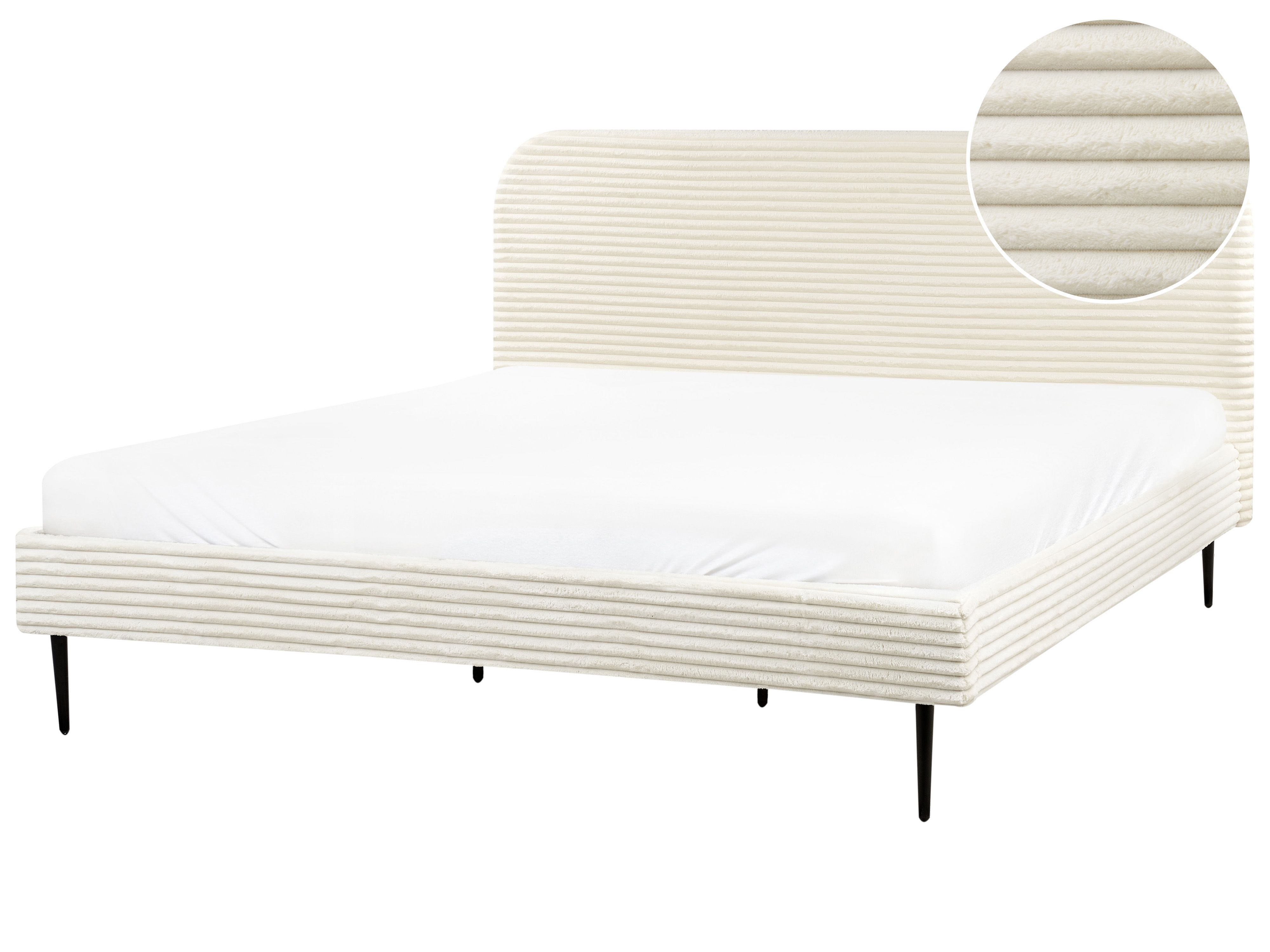 Bed Corduroy FLAYAT 180 x 200 cm (EU Super King) Off-White