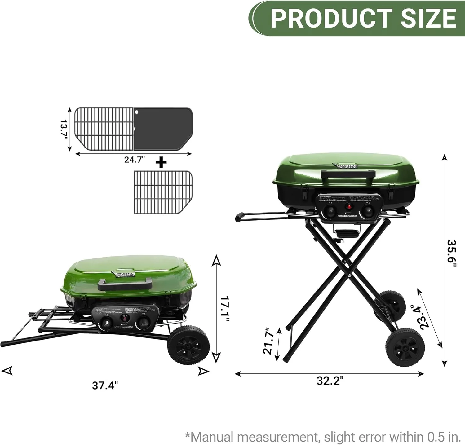 Brand-Man Portable Propane Gas Grill With Folding Cart And Push-Button Ignition - Image 9 Brand-Man Portable Propane Gas Grill With Folding Cart And Push-Button Ignition - Image 9
