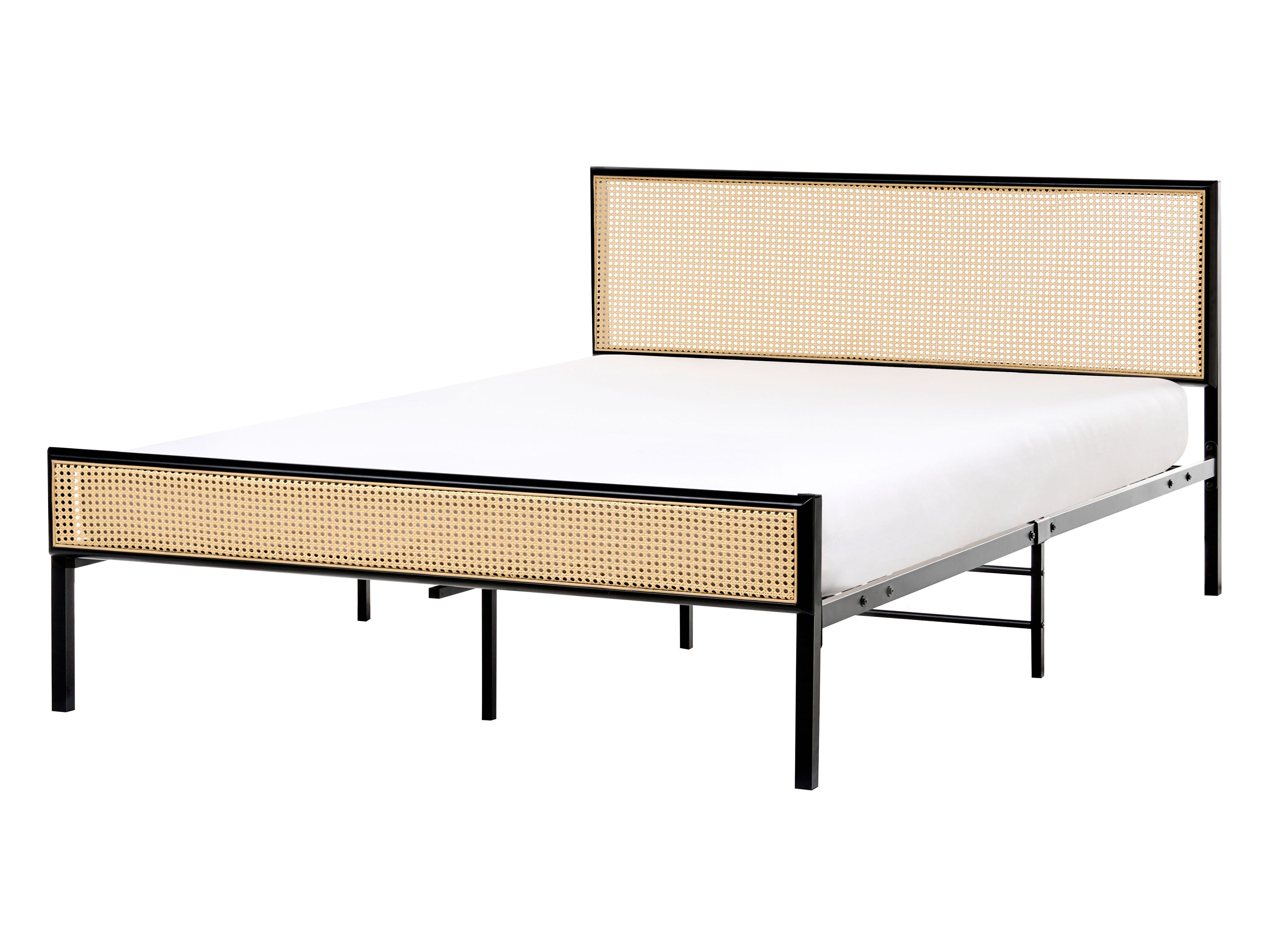 Bed PE Rattan AVANTON 140 x 200 cm (EU Double) Black