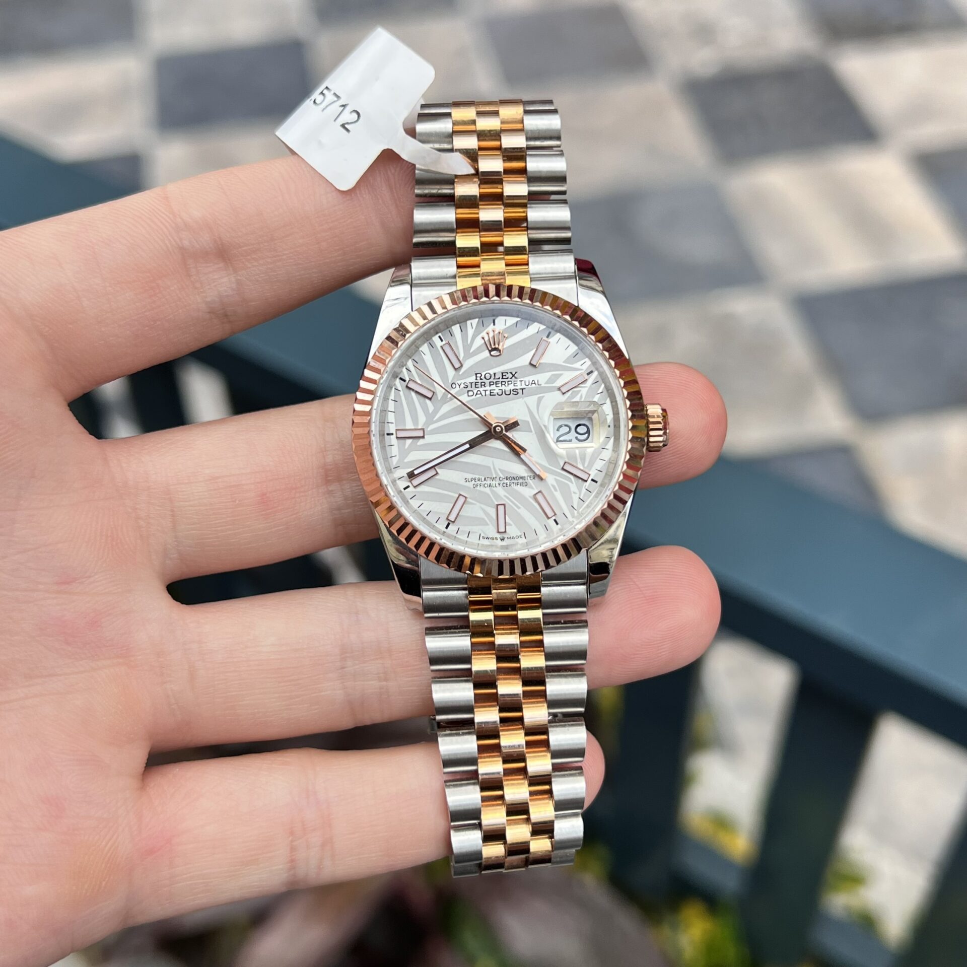 Rolex DateJust Replica 1:1 Watch Palm Leaf Grey Dial GM Factory 36mm - Elite Watch Atelier