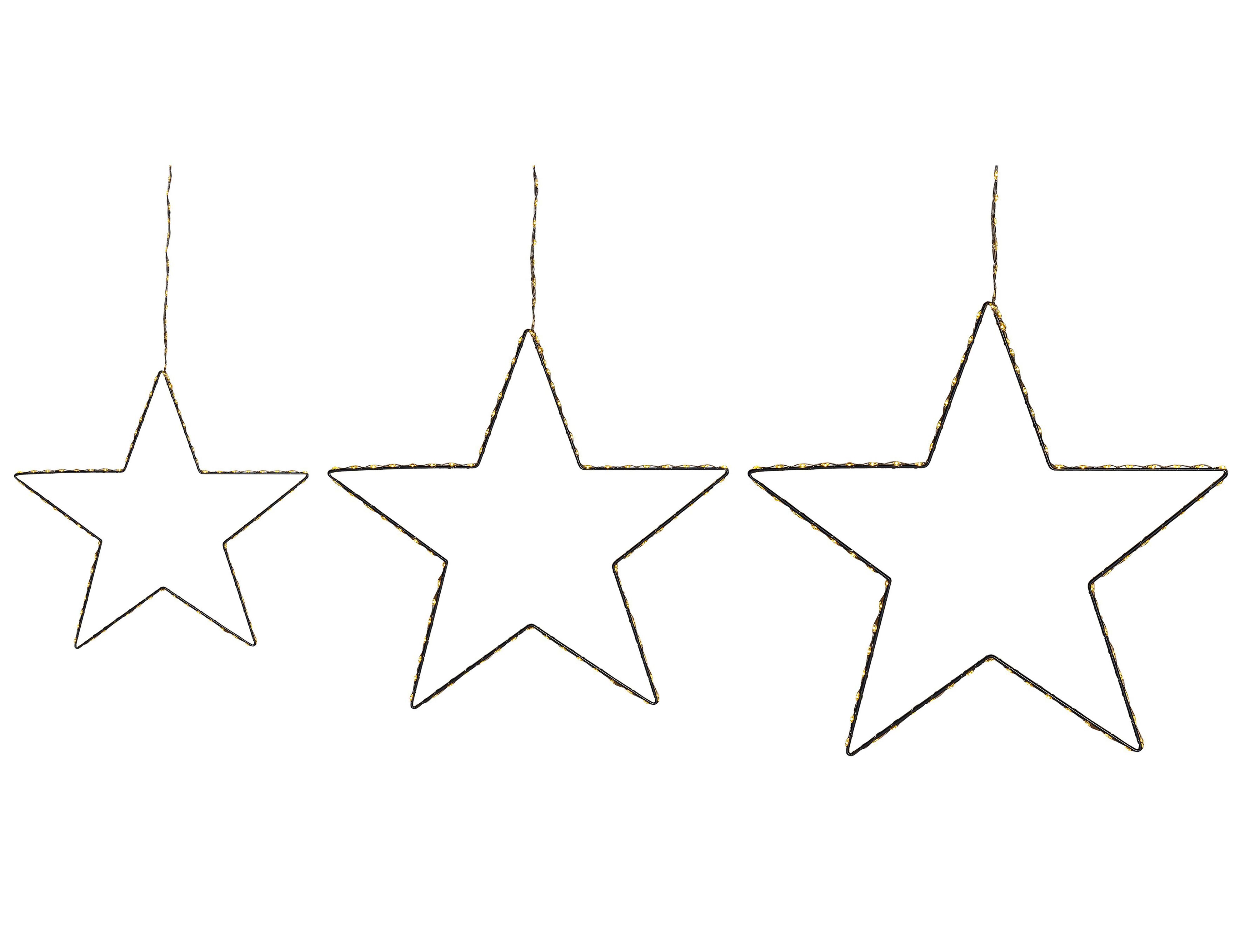 Set of 3 Hanging Decorations LED KUNNARI Star 50/40/30 cm Silver