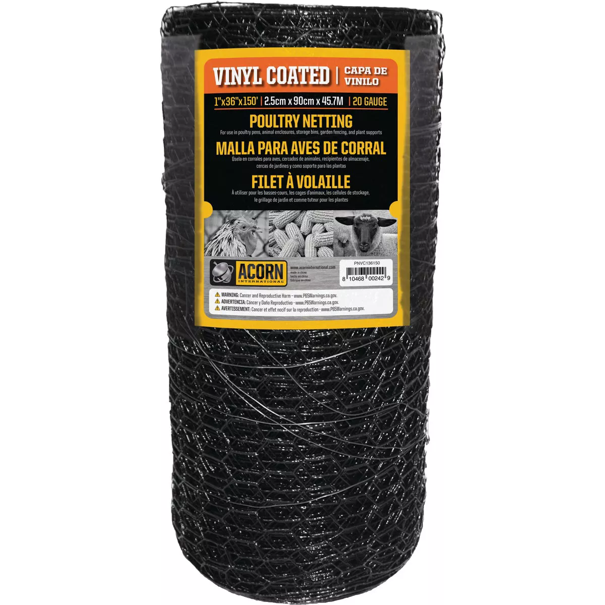 Acorn 1 In. x 36 In. H. x 150 Ft. L. Hexagonal Vinyl-Coated Wire Poultry Netting