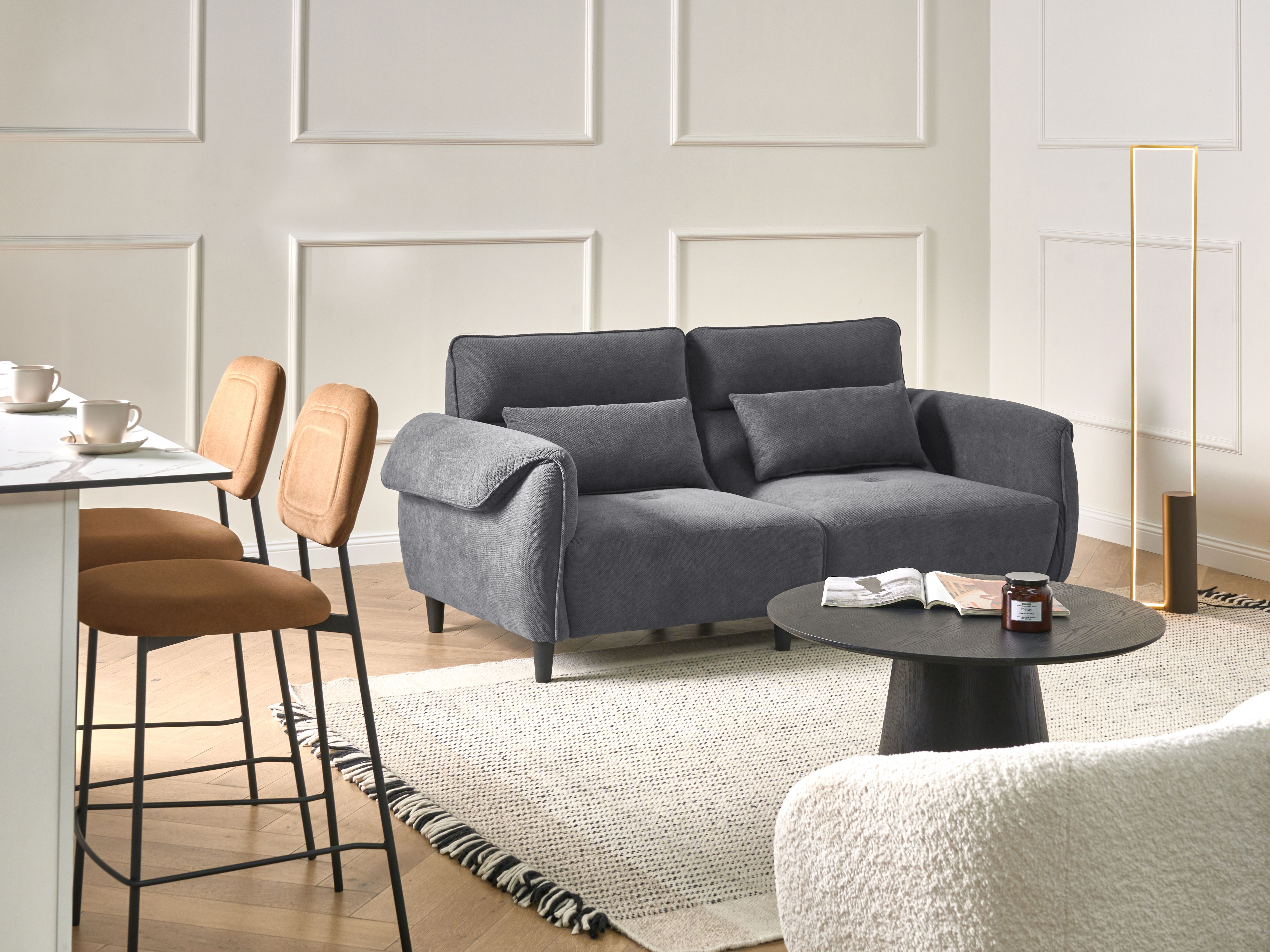 Sofa 3 Seater WETLAN Fabric Dark Grey