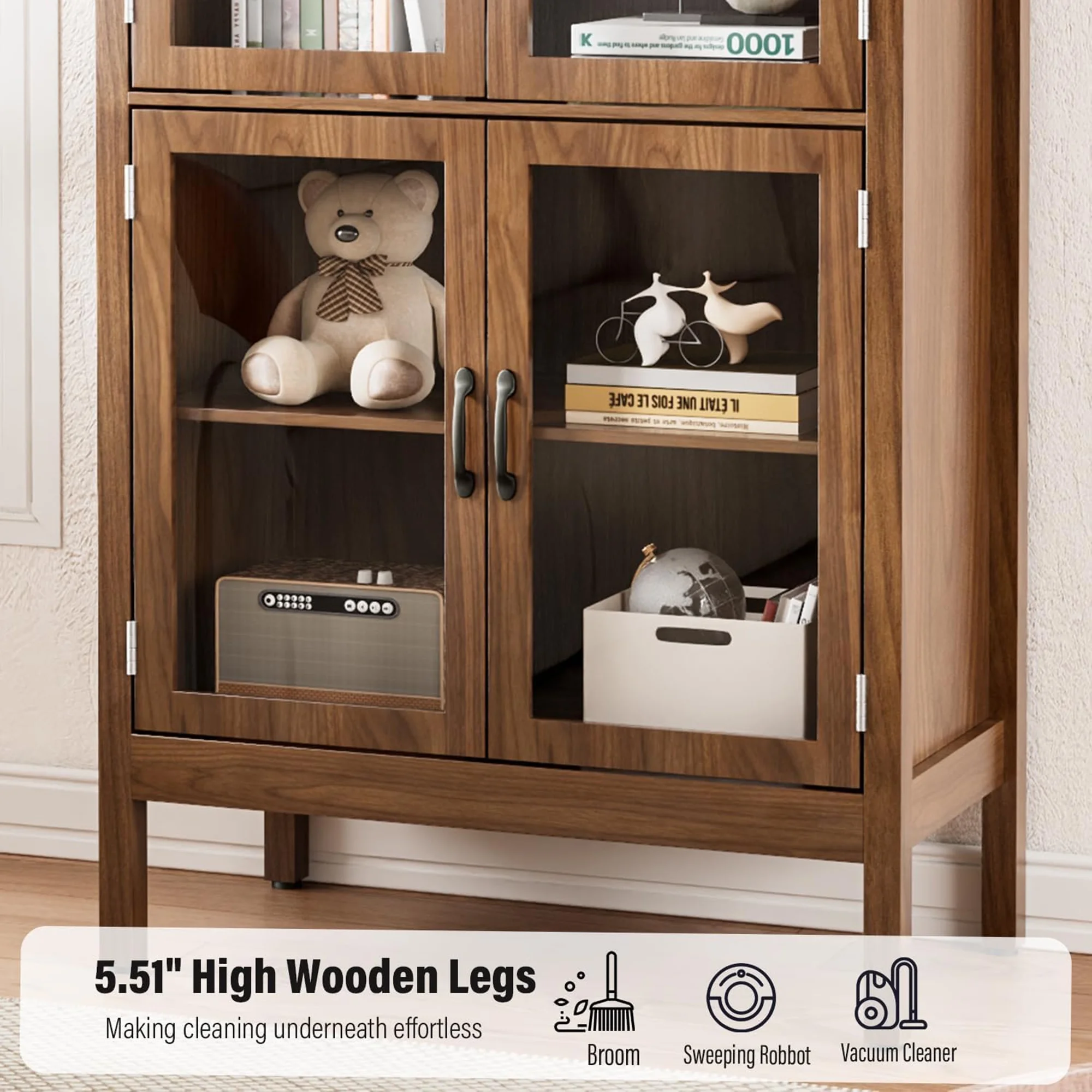 Fiogmub Tall Arched Storage Display Cabinet, Arched Pantry Cabinet with Doors, Acrylic Glass Doors - Image 22