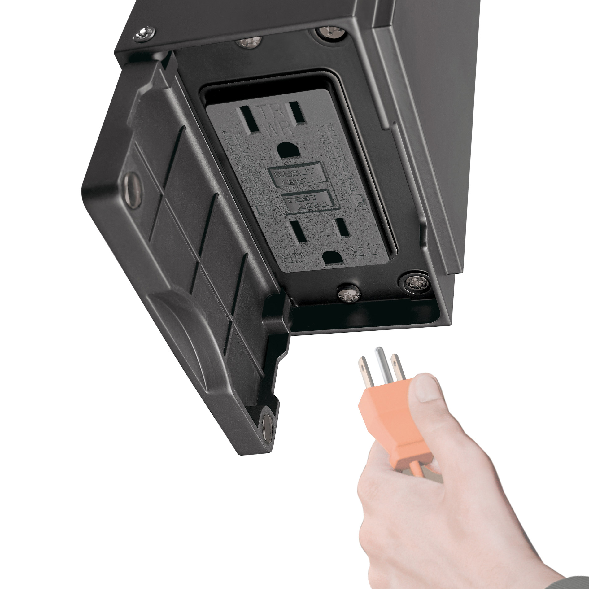 Globe Electric 14' Matte Black Outdoor Wall Light with GFCI Outlet - Image 3