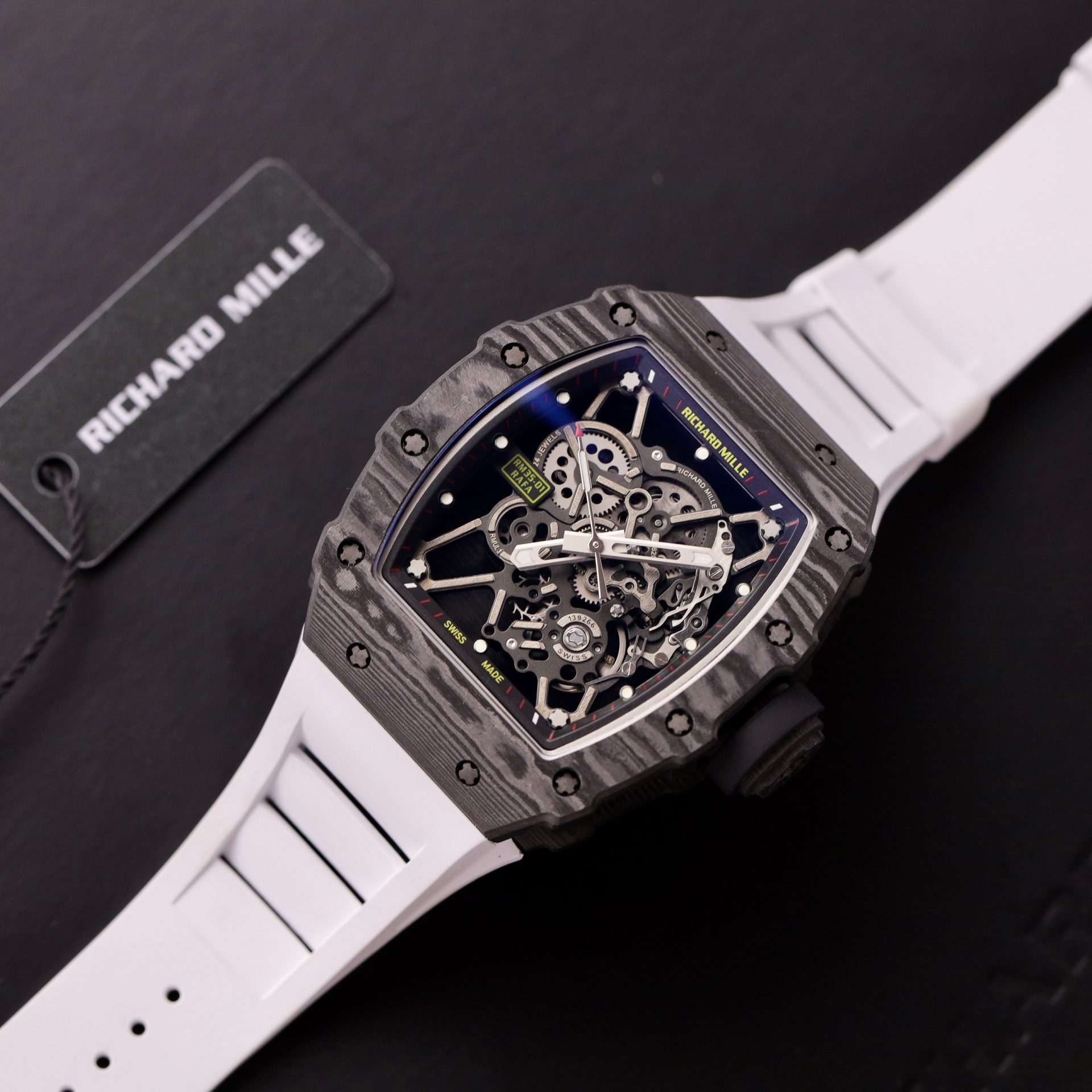 Richard Mille Replica Watch RM35-01 Carbon Rubber Strap BBR Factory 44mm - Elite Watch Atelier