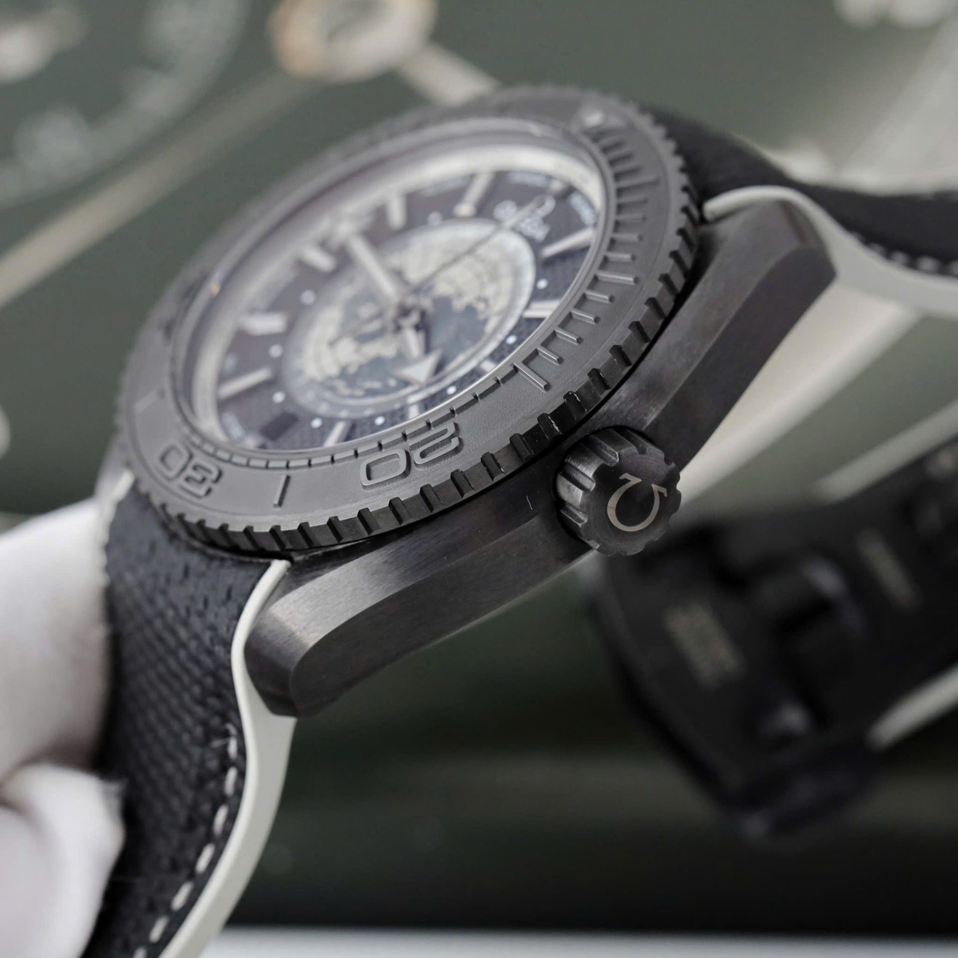Omega Seamaster Planet Ocean Worldtimer Imitation Watches Black Ceramic Rubber Strap VS Factory 45.5mm - Top club