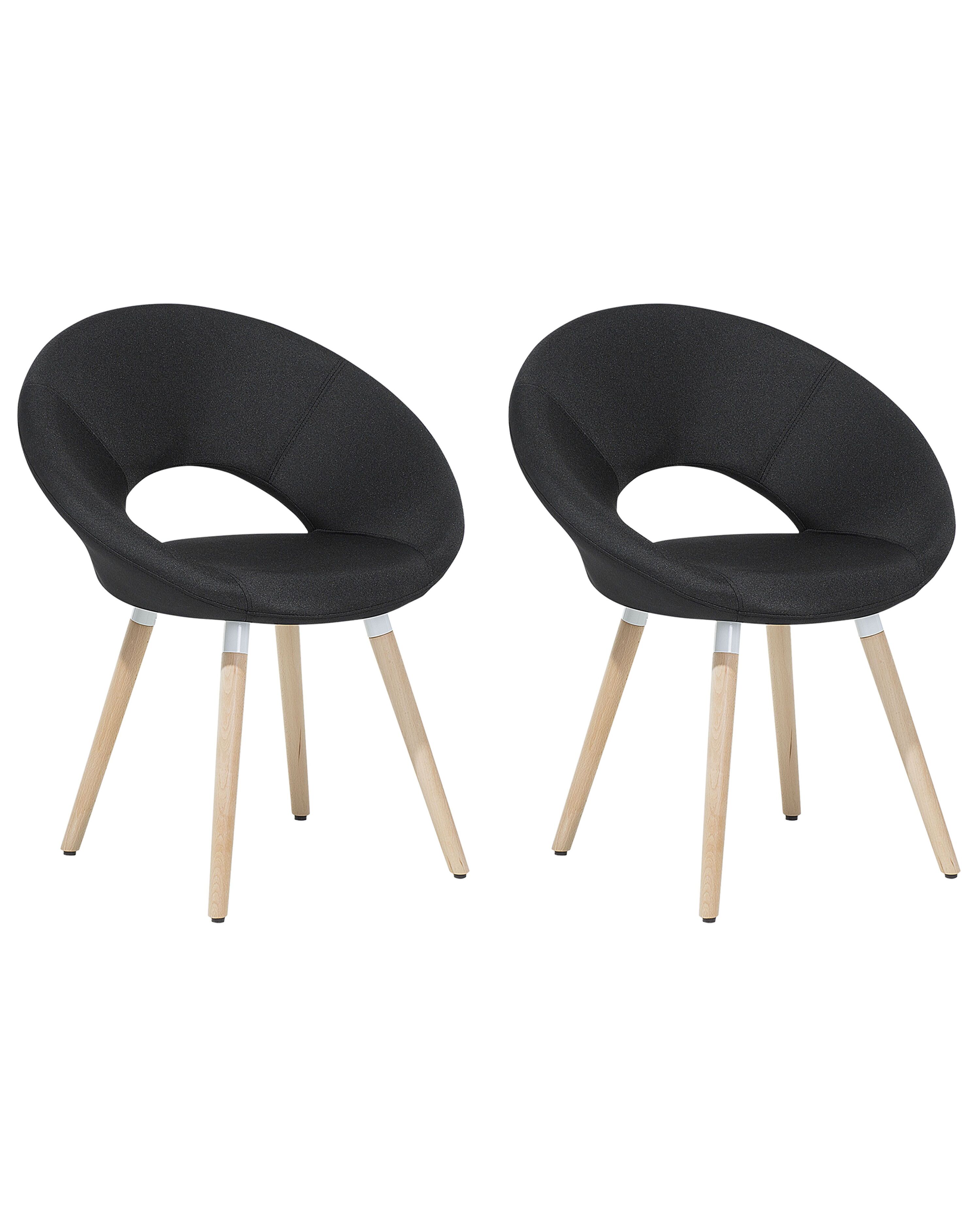 Set of 2 Dining Chairs ROSLYN Fabric Black
