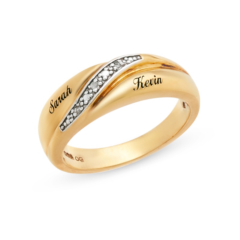 Personalized Unisex Diamond Name Wedding Band - MIDNIGHT VELVET CATALOG
