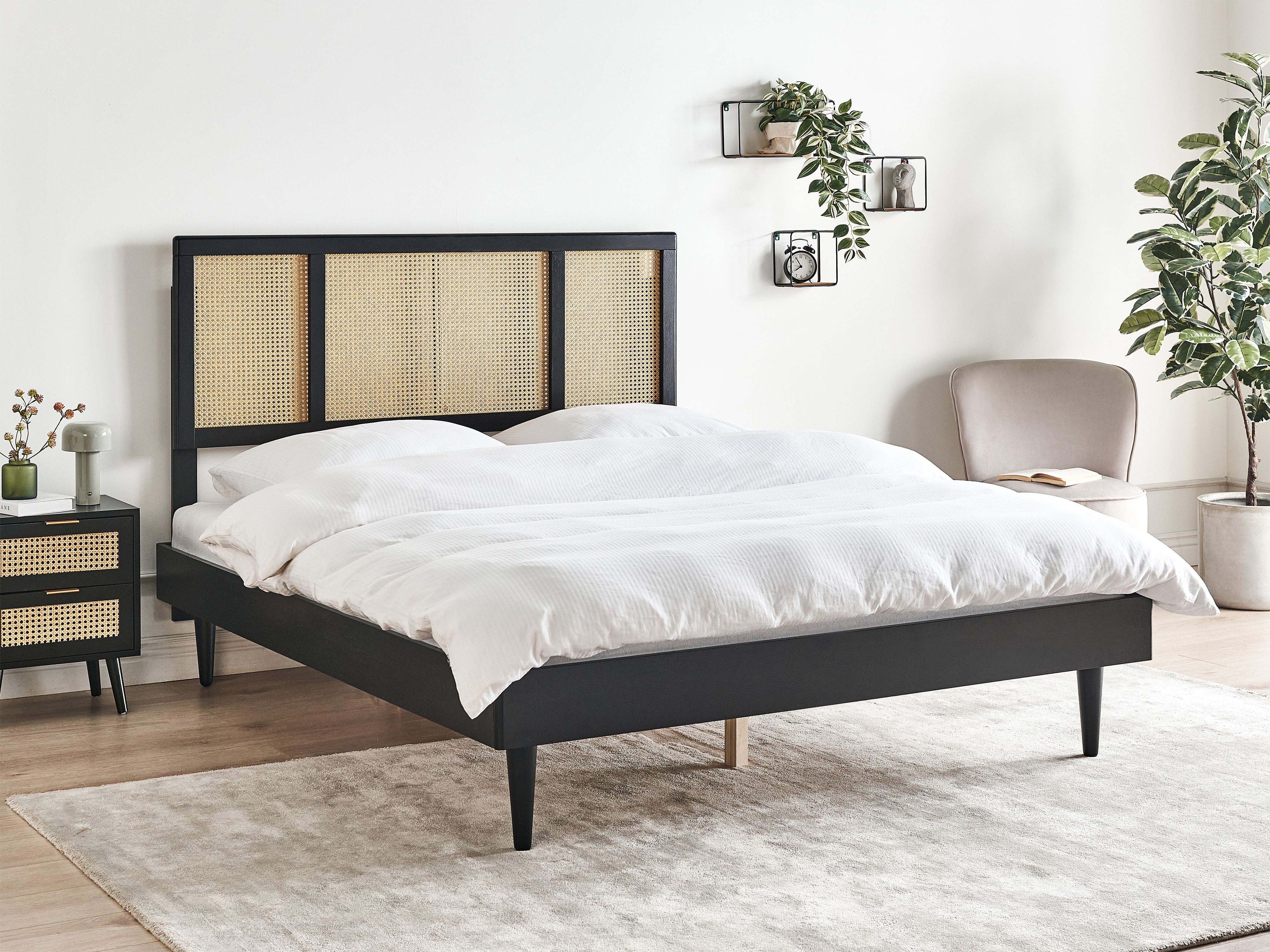 Bed Rattan AURAY 160 x 200 cm (EU King Size) Black