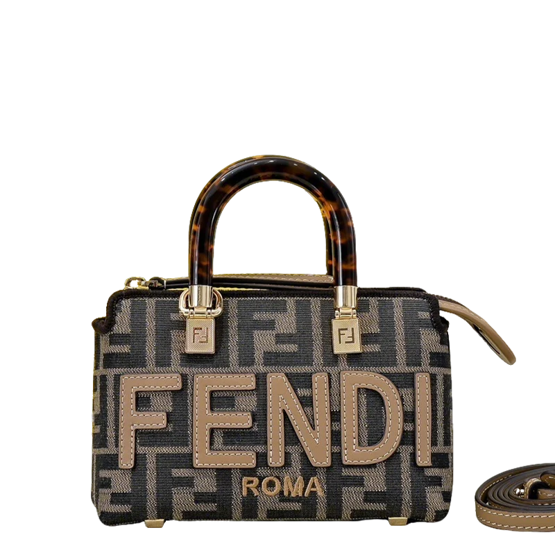 Luxury Fendi by the way  Mini Handbag With Signature FF Pattern And Tortoise - Shell Handle 2020 - Replicaclubs