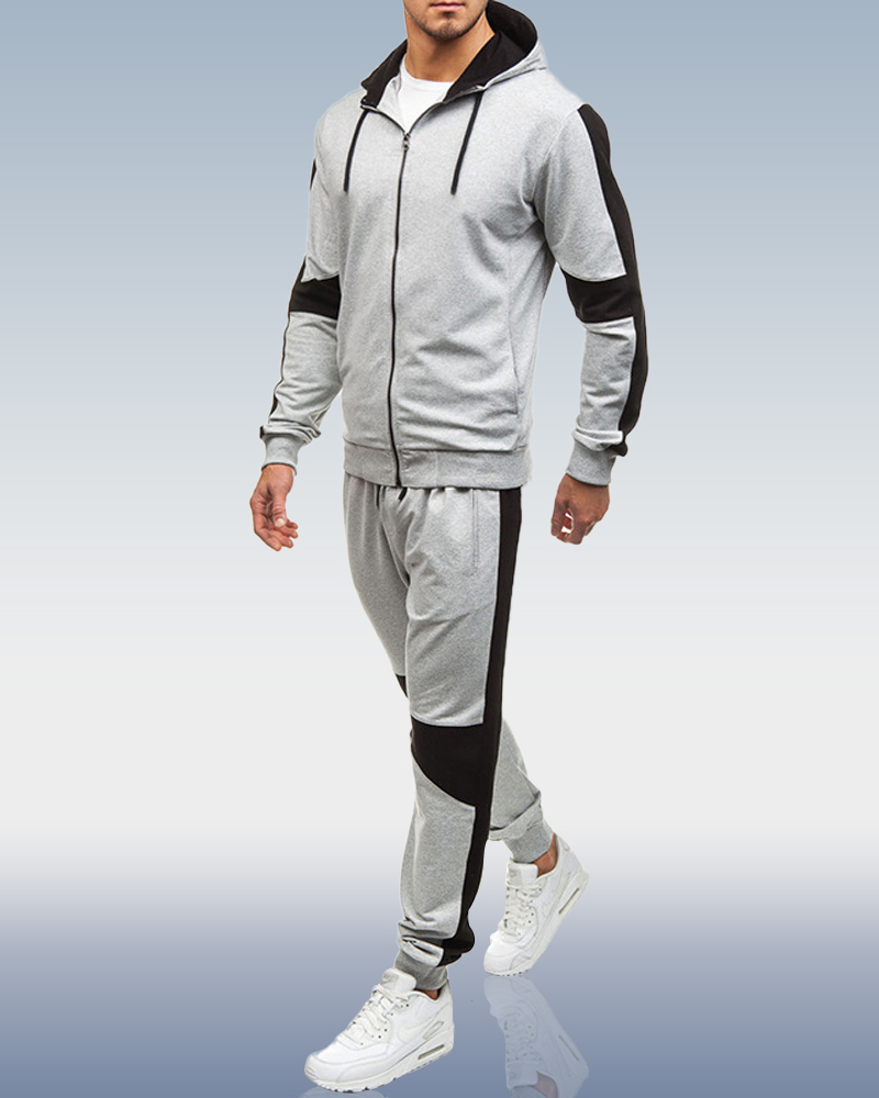Men's Grey Zip Hoodie Two Piece