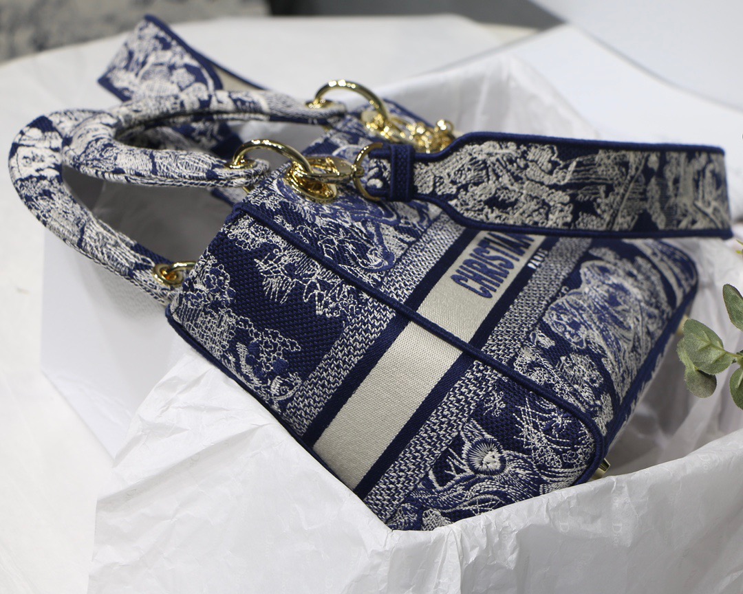 Christian Dior Medium Lady D-Lite Bag Blue, For Women, Women’s Handbags 24cm/9.5in CD M0565ORGO_M928