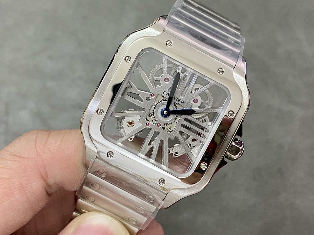 Fake Cartier Watch Santos large model mechanical movement Stainless Steel Skeleton Dial WHSA0015 TWF(1:1 replica) - Top club