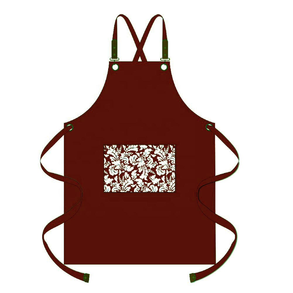 Flower Pattern Sleeveless Cotton Chef Apron Pocket Anti Fouling Multi-color Cooking Kitchen Printed  Apron
