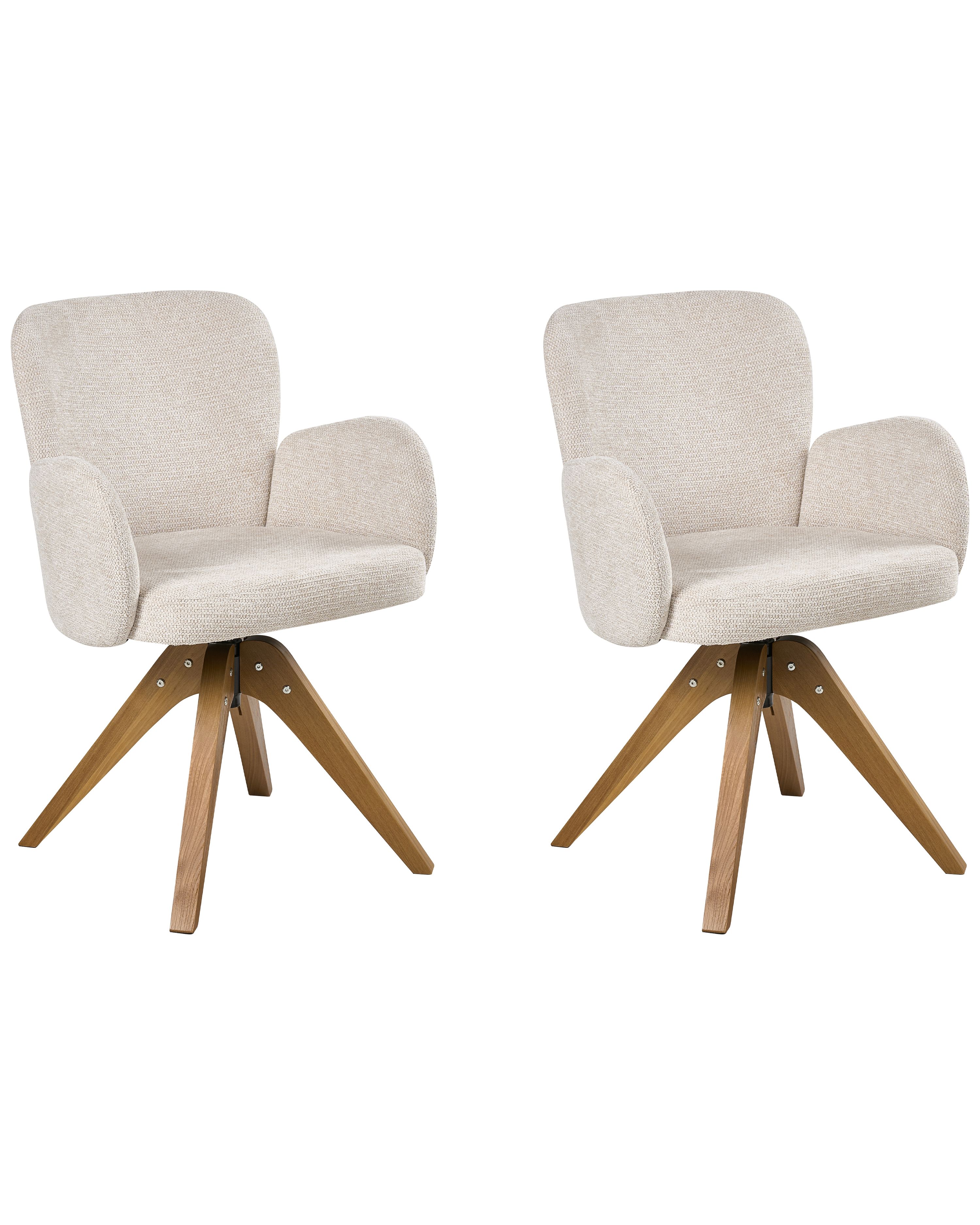 Set of 2 Dining Chairs Swivel JEAN Fabric Light Beige