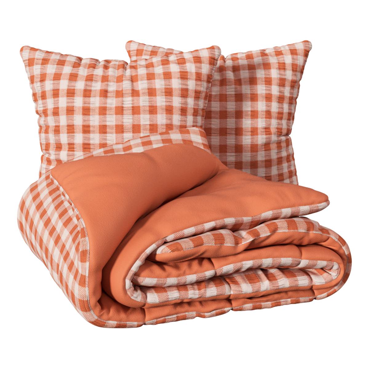 "Vichy" Bedding Set Terracotta, 240x220 cm