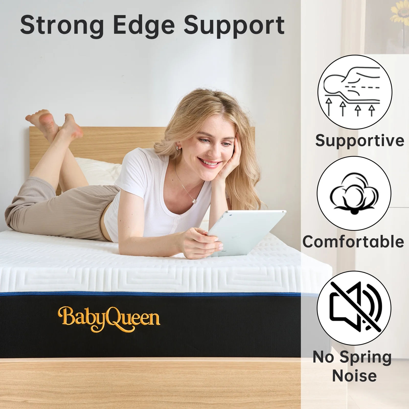 BabyQueen Twin Size Mattress 6" Medium Firm Gel Memory Foam Twin Mattress for Pressure Relief, Bed in a Box, Breathable Cooling Layers, Certified Safe Materials - Image 2