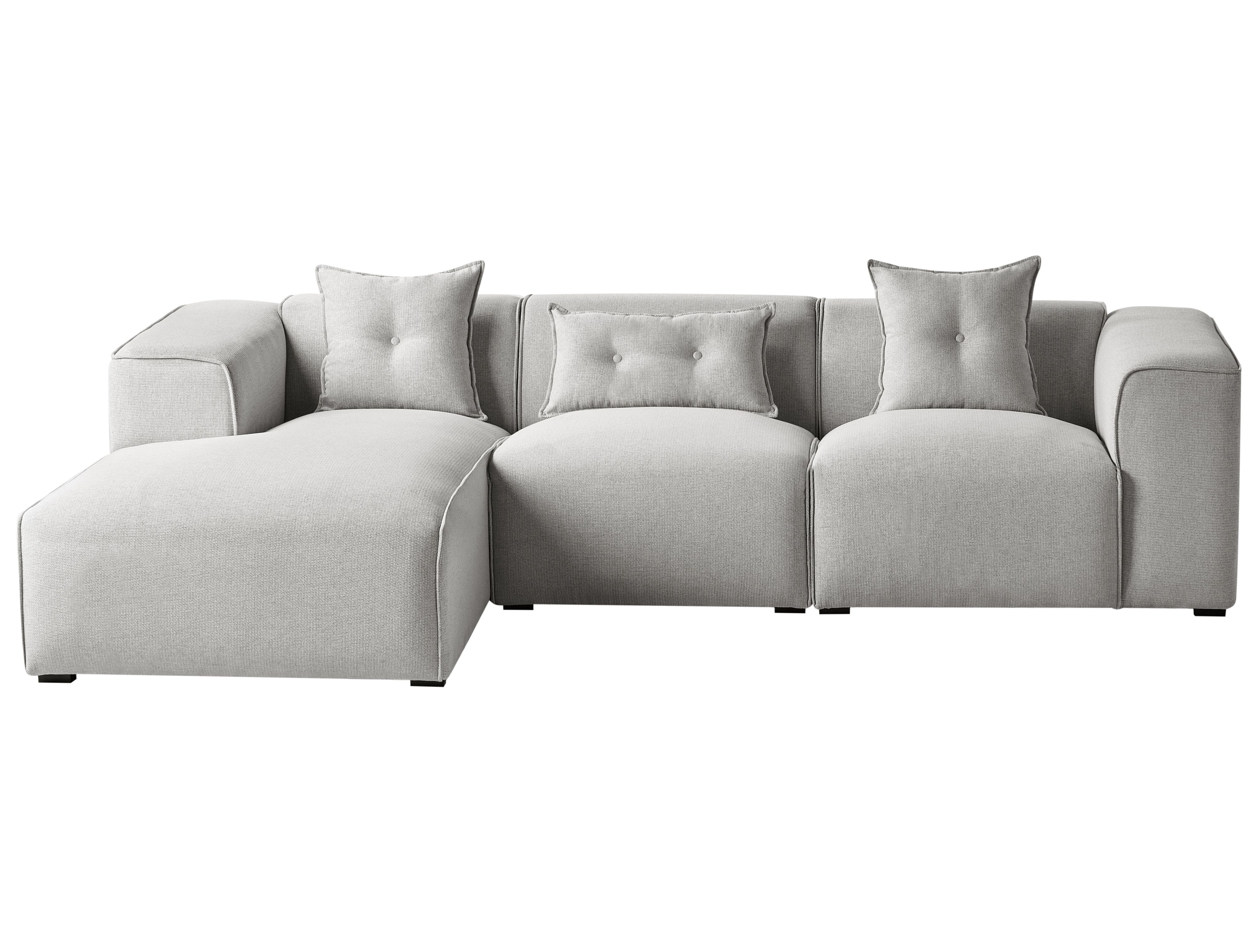 Corner Sofa 3 Seater DOLVA Fabric Light Grey Right Hand