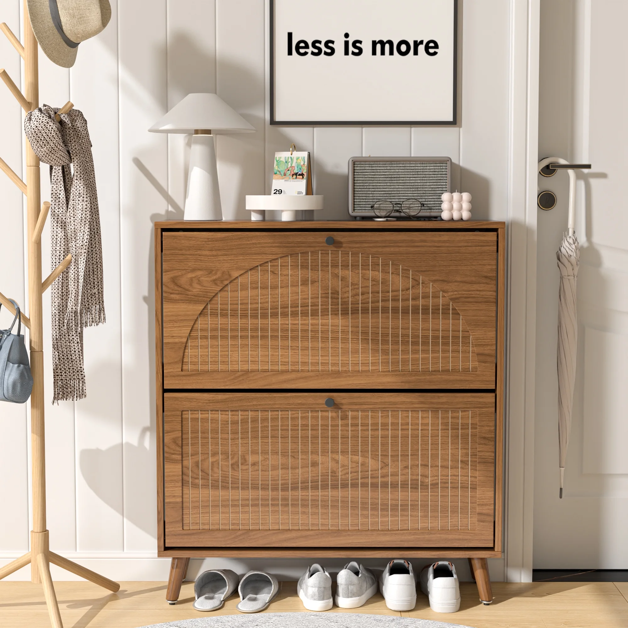 Shoe Storage Cabinet with 2 Flip Drawers, Modern Shoe Cabinet Storage for Entryway, Entryway Shoe Storage - Image 9