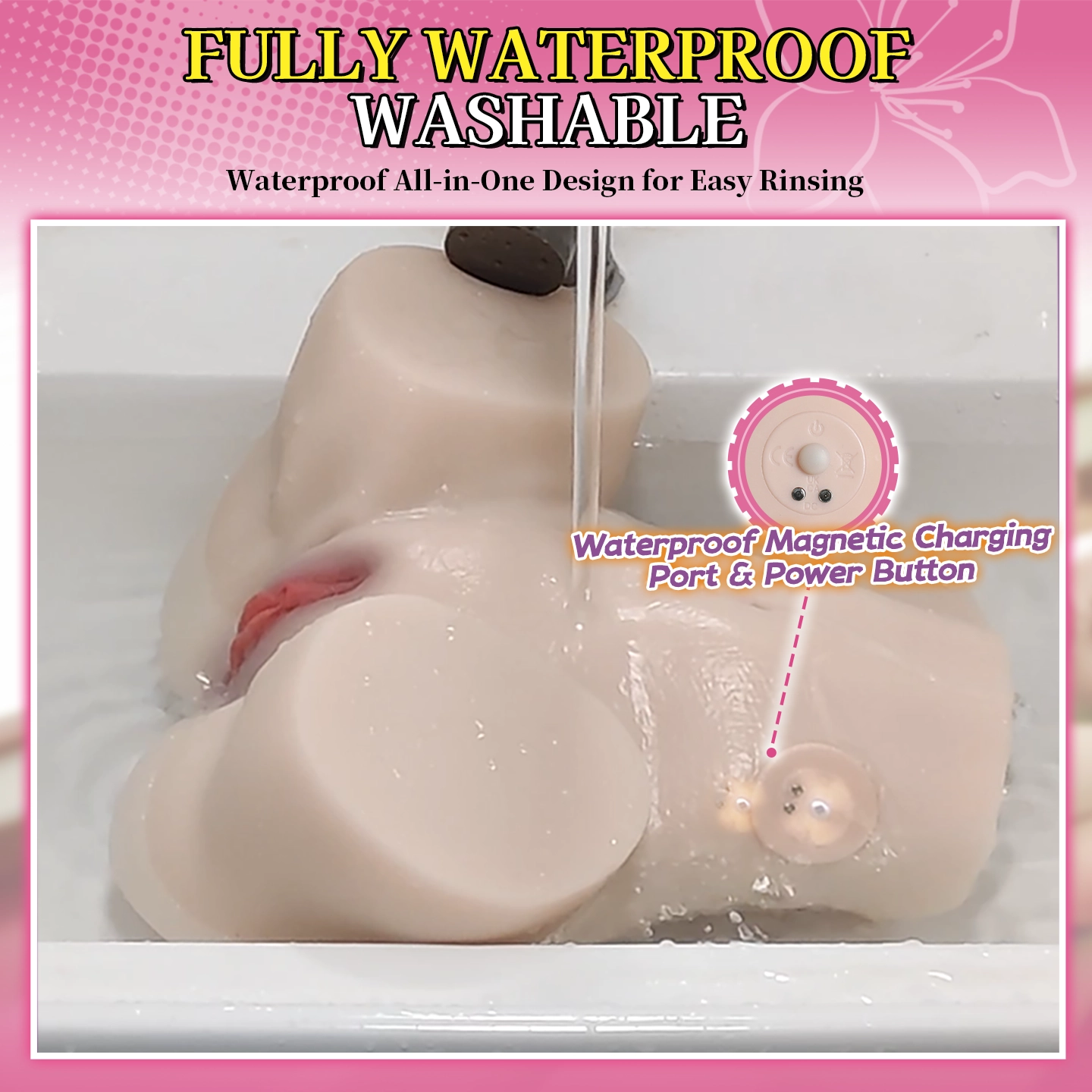 Dr.YUU Fukada waterproof electric ass masturbator with magnetic charging, integrated controls, and an easy-clean body