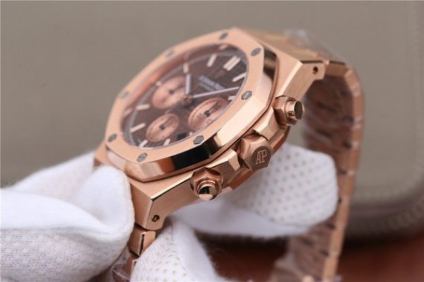 Replica Audemars Piguet Royal Oak Chronograph RG JHF Brown/RG Dial RG Bracelet A7750 - Top club