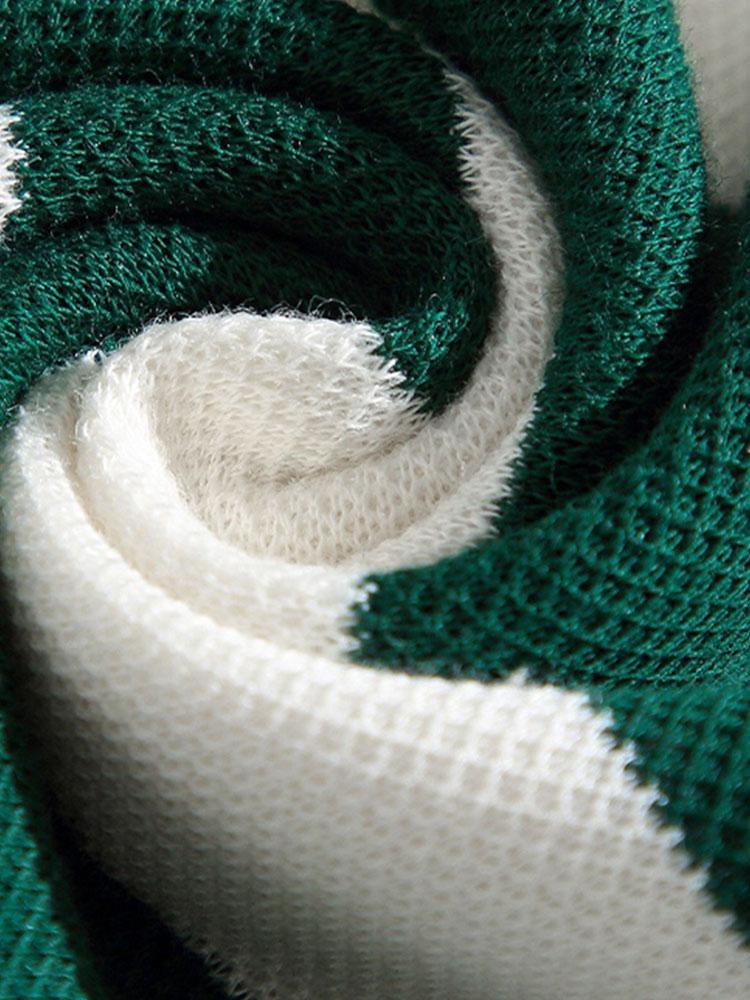 Relax Fit Waffle Striped Polo Sweatshirt