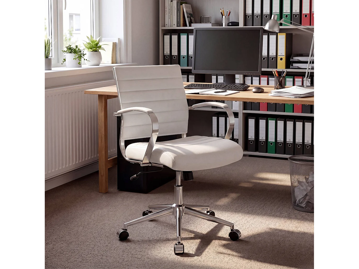 Chaise de bureau - Similicuir - Blanc - Oakland