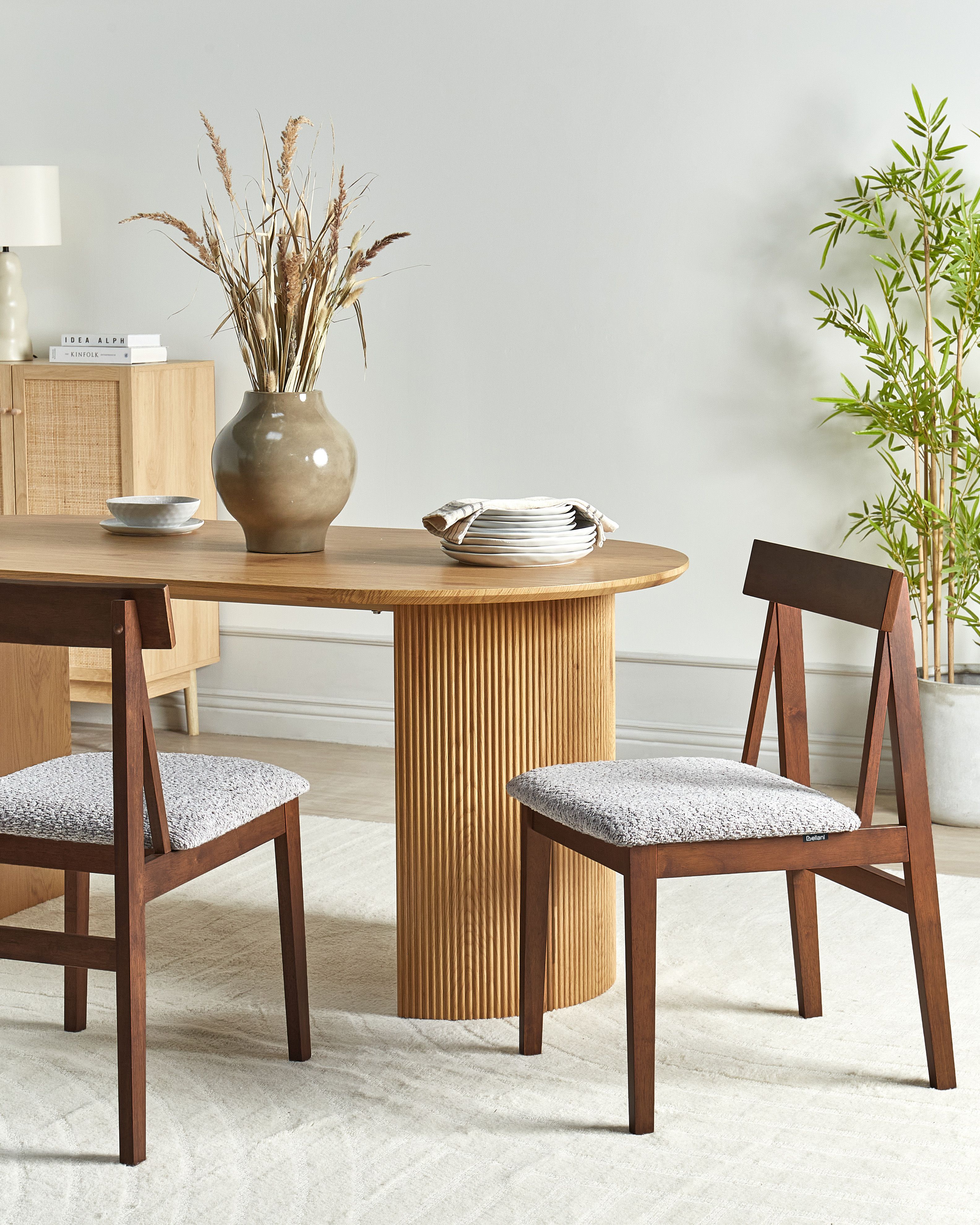 Set of 2 Dining Chairs ISLE Wood Brown/ Grey