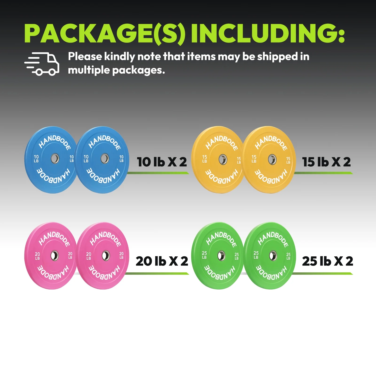 HANDBODE Bumper Plates Olympic Weight Plates, Colored Rubber plate for Weight Lifting and Strength Training 140LB - Image 2