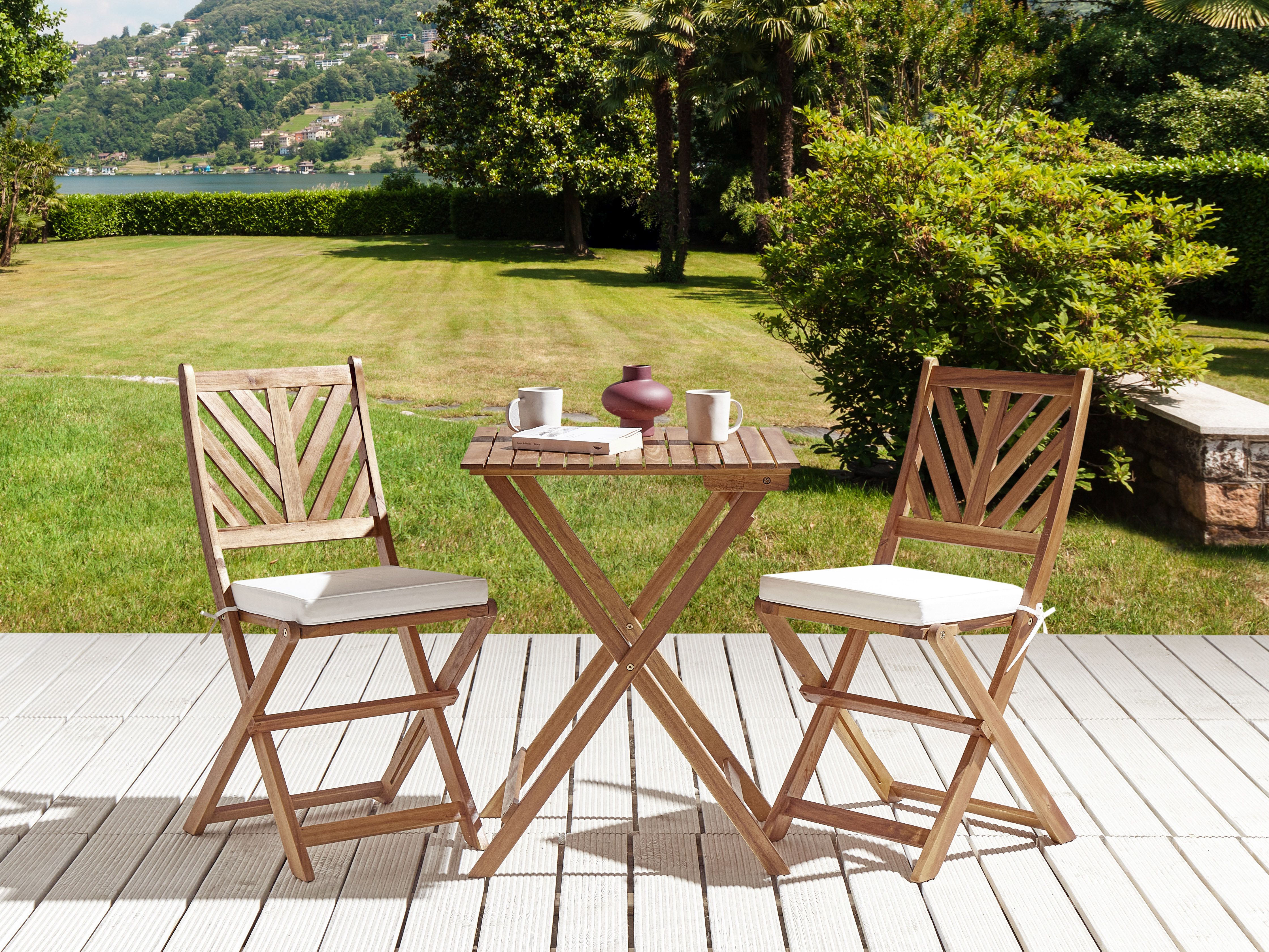 Set of 2 Garden Chair Cushions TERNI 37 x 34 cm Off-White