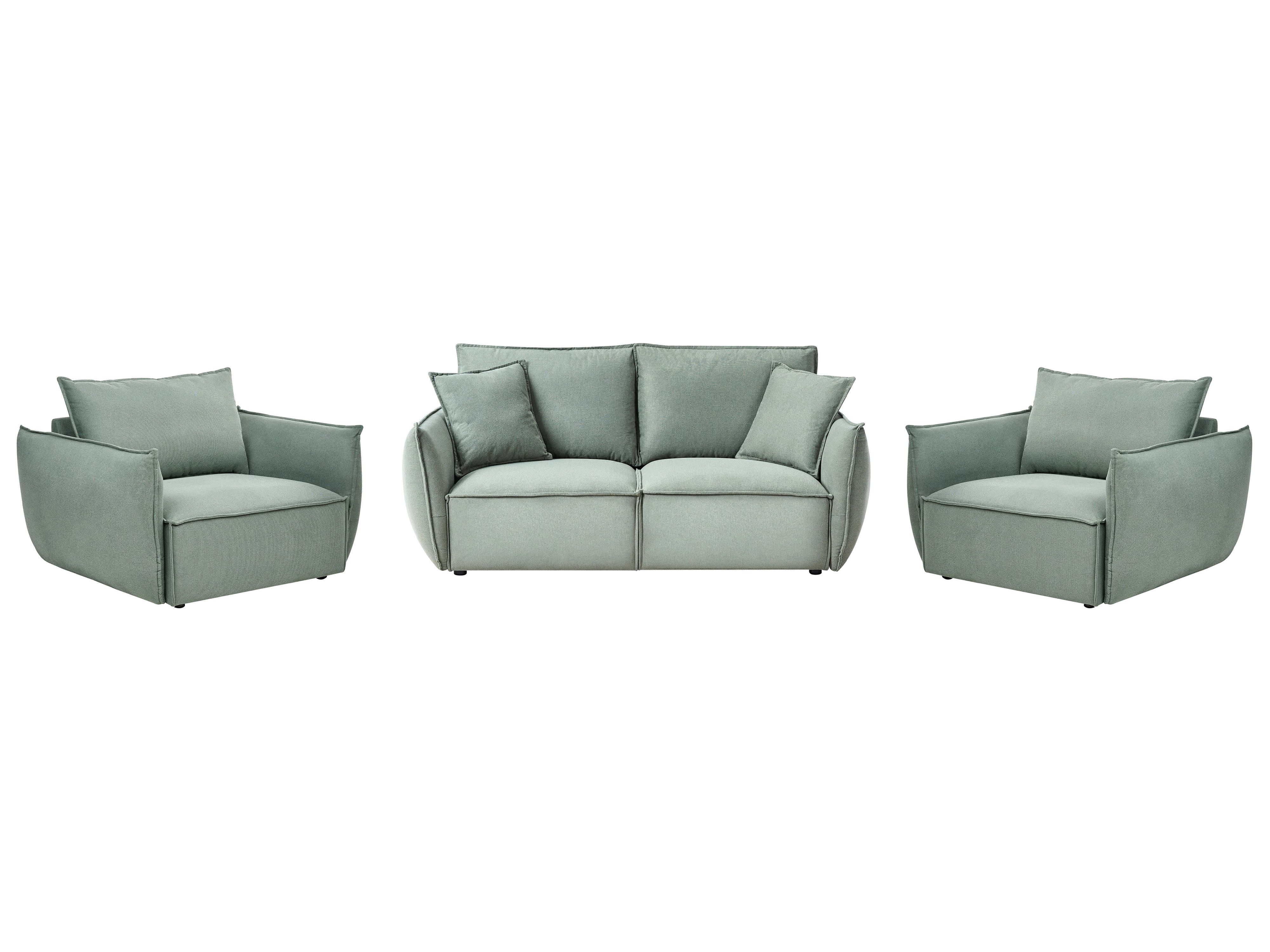 Living Room Set 5 Seater KUNES Fabric Light Green