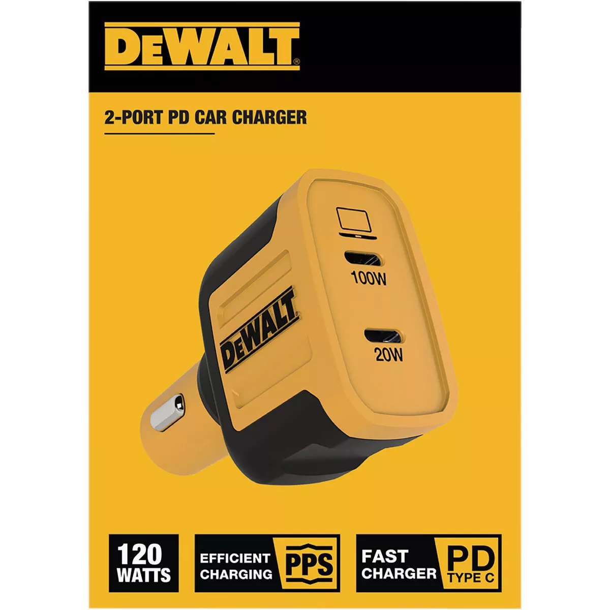 DEWALT 120W 2-Port PPS PD Car Charger