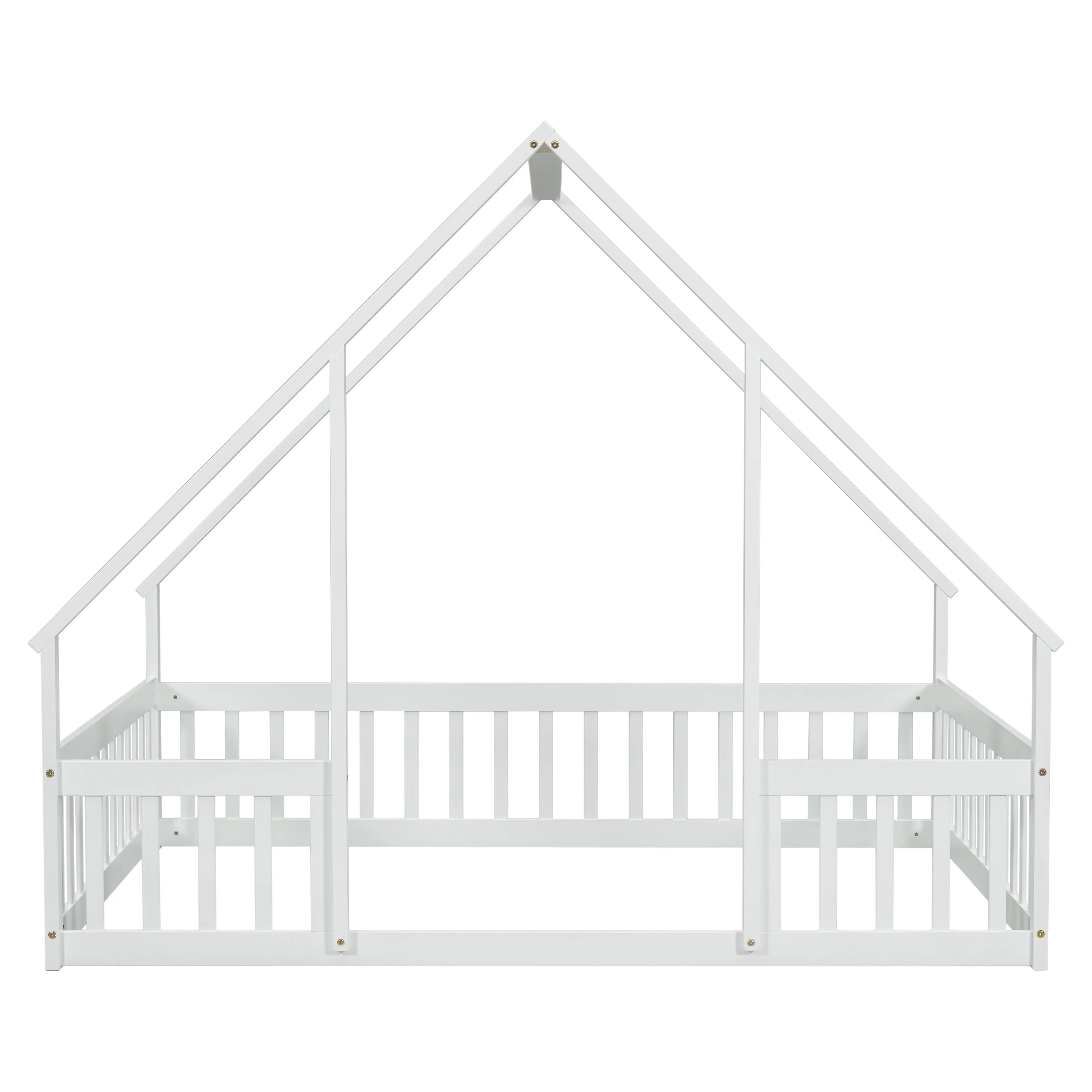 Bellemave Twin Size Floor Bed Frame, Wooden House Bed Twin Size with Fence, Montessori Bed with Guardrails for Bedroom (White) - Image 19
