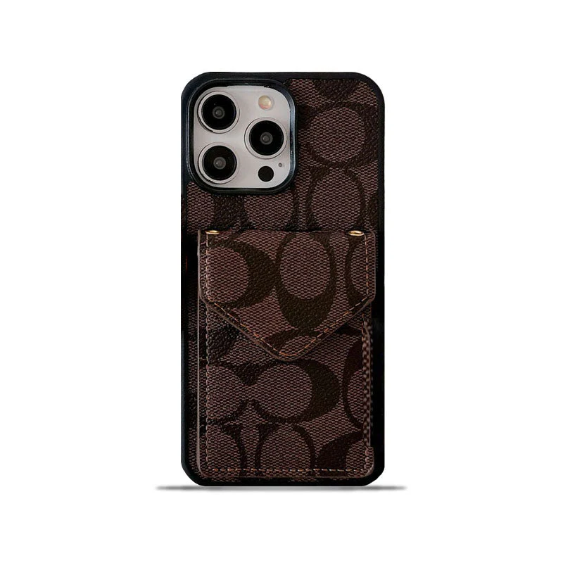 Coach iPhone Case With Card Holder And Strap Dark Brown -SJ240513 - Wholesale & Influencer