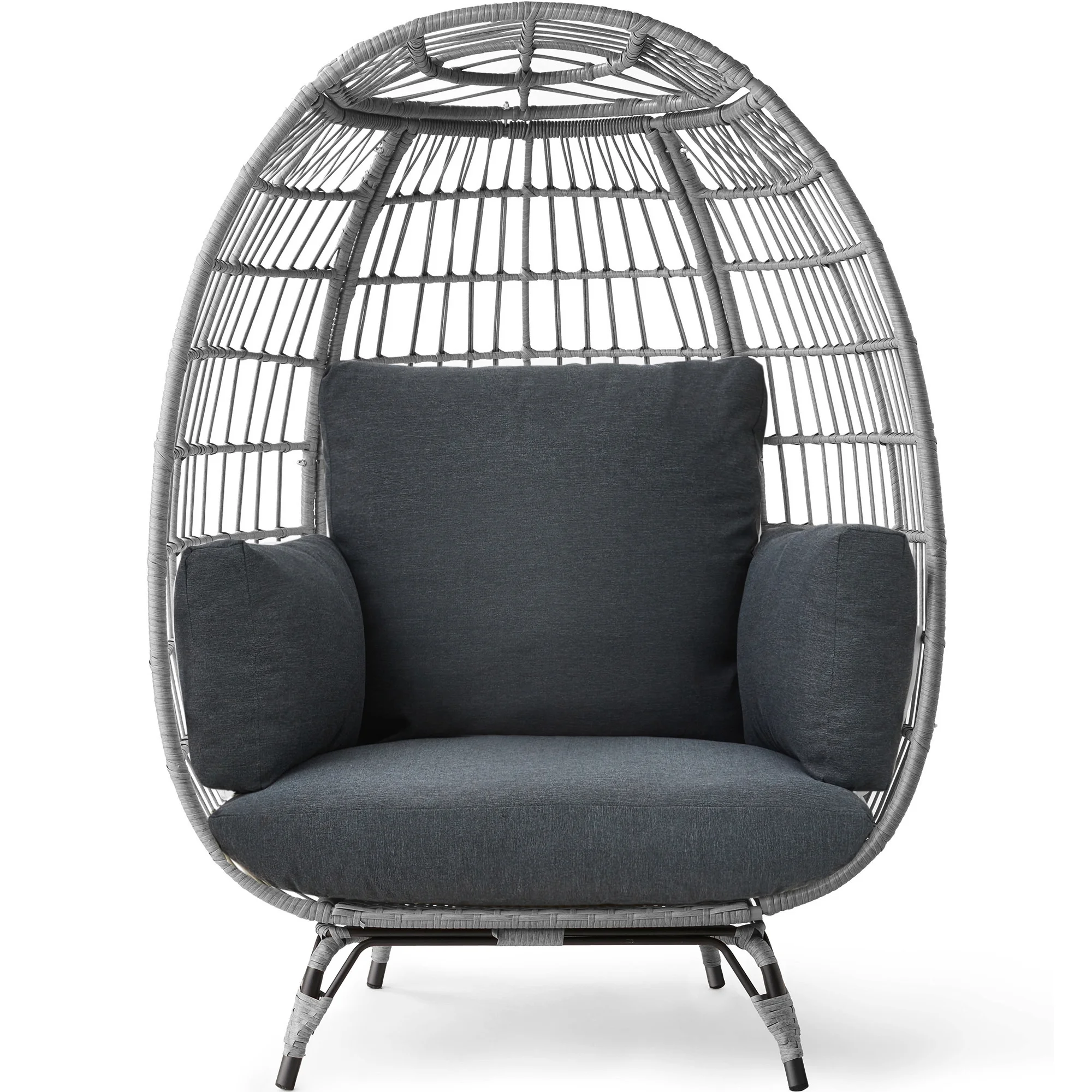 Best Choice Products Wicker Egg Chair Oversized Indoor Outdoor Patio Lounger w/ Steel Frame, 440lb Capacity - Black - Image 38