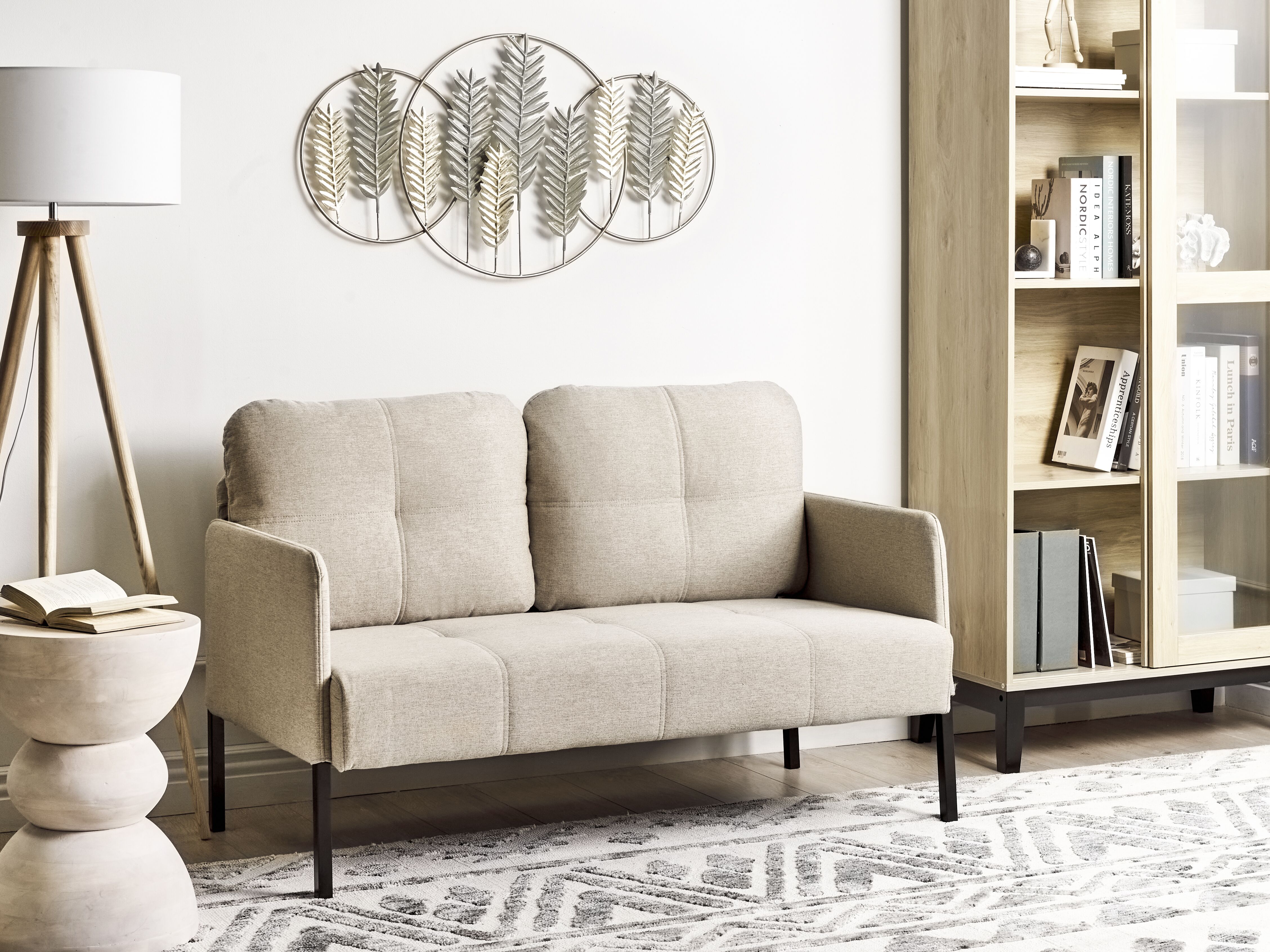 Sofa 2 Seater LAHTI Fabric Light Beige