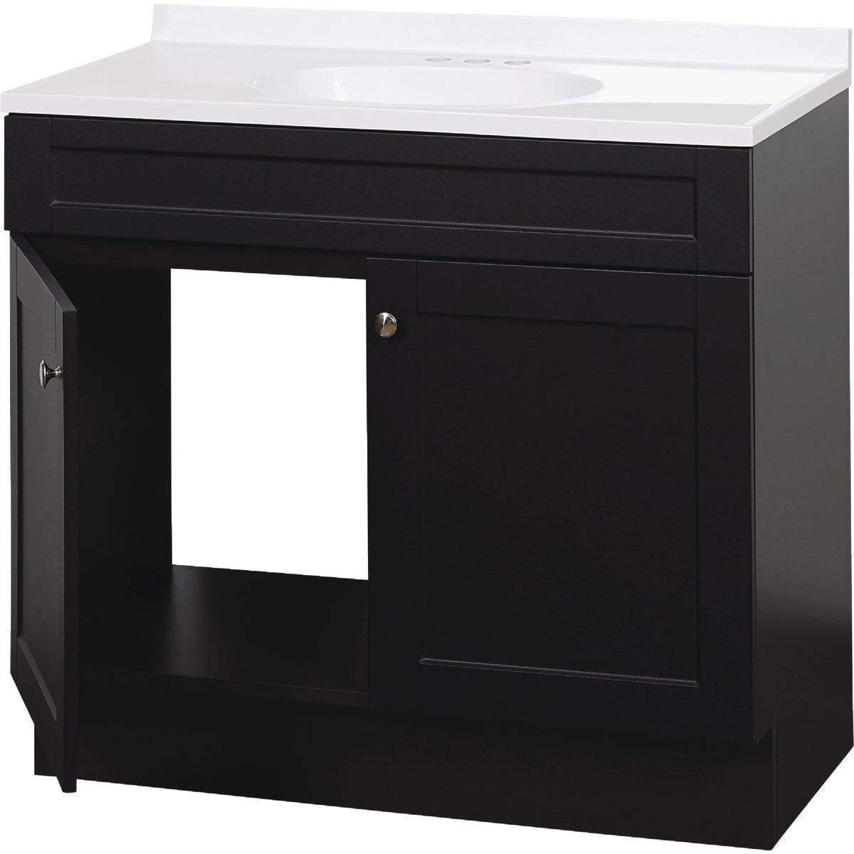 Zenith Zenna Home Espresso 36 In. W x 35 In. H x 18 In. D Shaker Vanity with White Cultured Marble Top