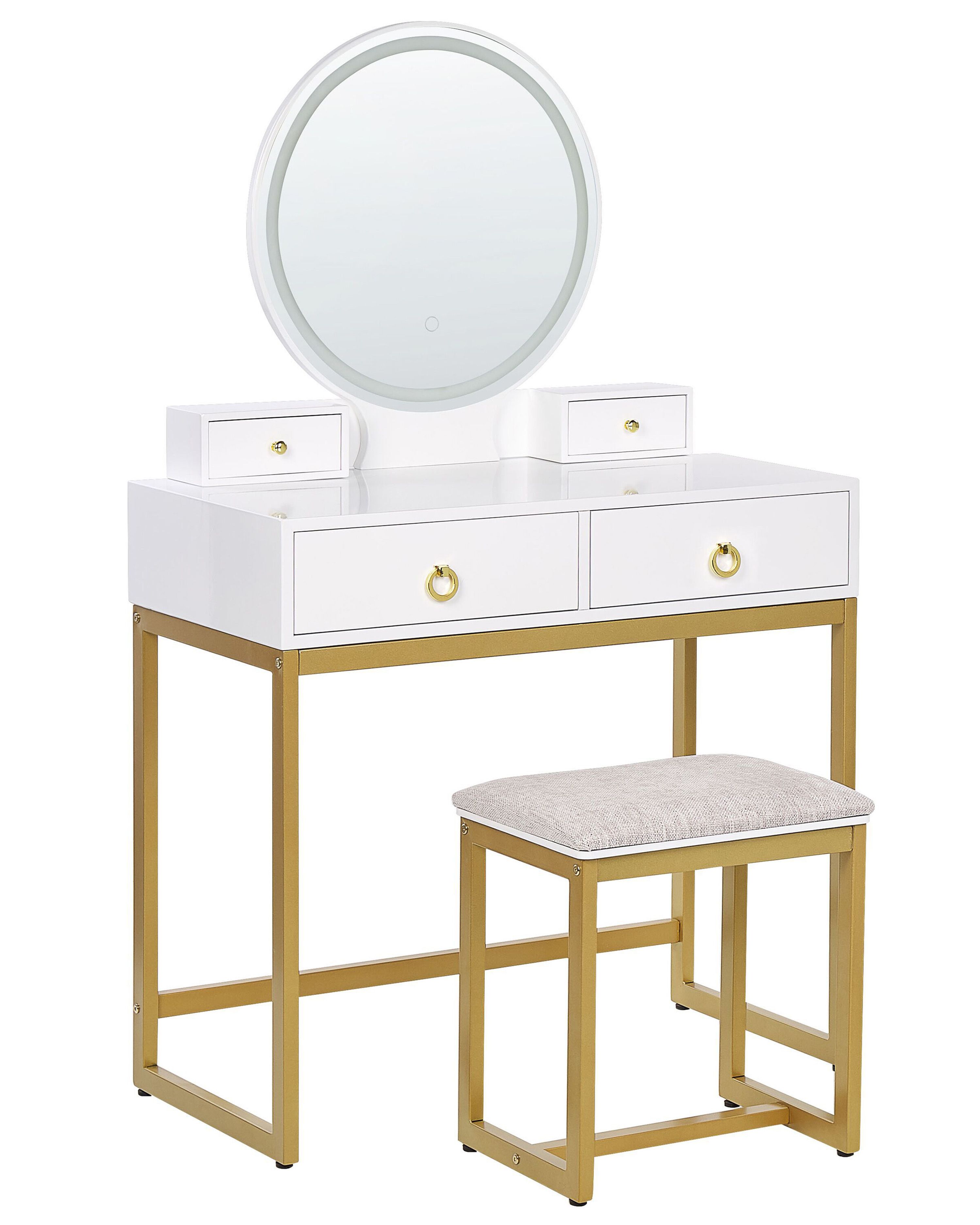 Dressing Table with Mirror and Stool AUXON LED White