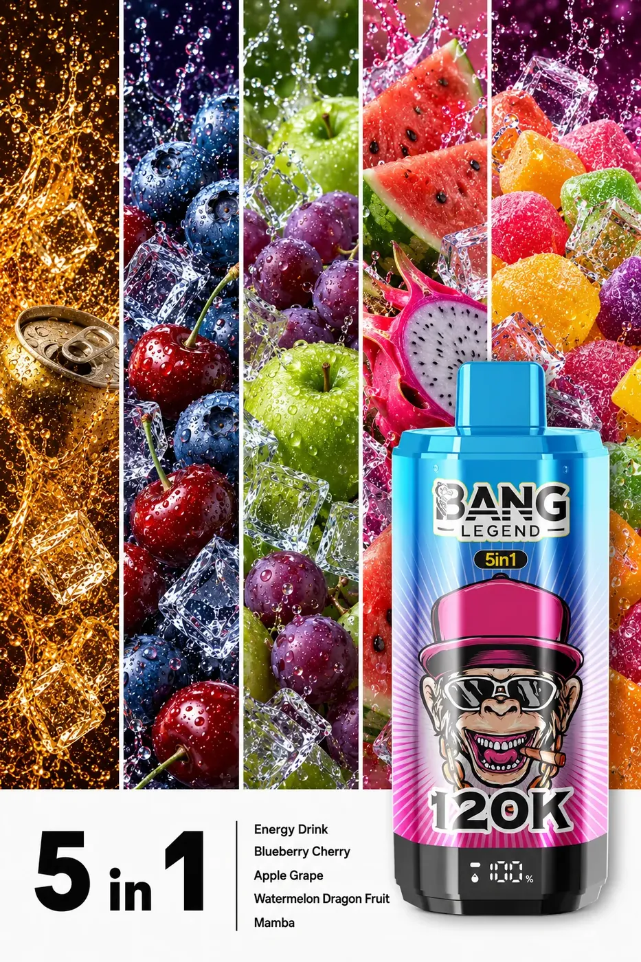 Energy Drink Borówka-Wiśnia Jabłko-Winogrono Arbuz-Pitaya Mamba