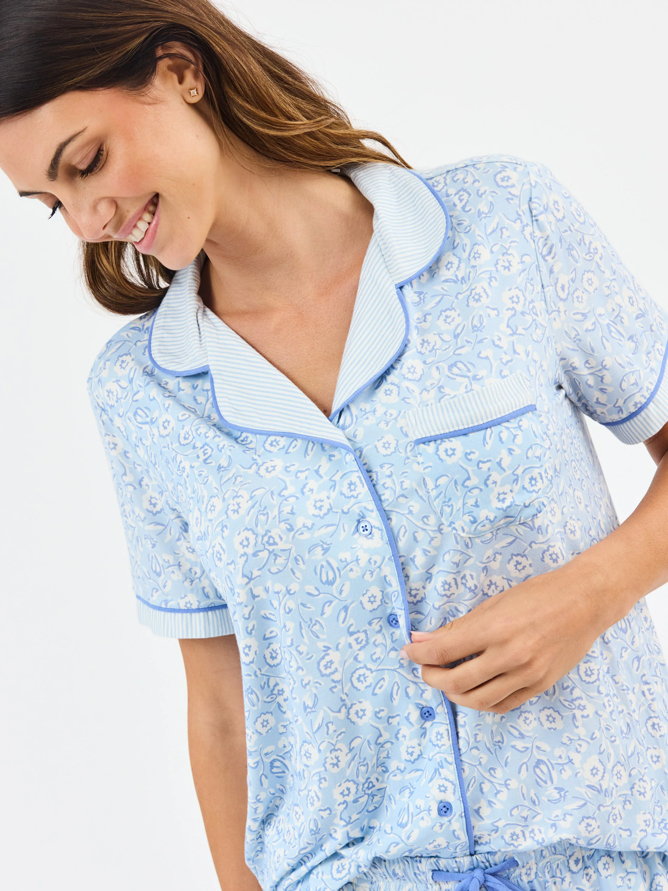 Women's Charlotte Pants Set | Meadow Line Blue Stripe
