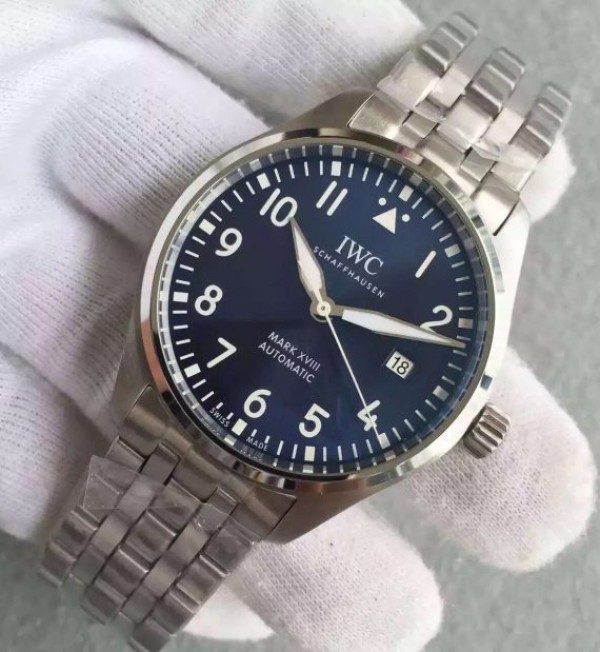 Replica IWC MKF Mark XVIII Le Petit Prince Blue Dial SS Bracelet A2892 - Elite Watch Atelier