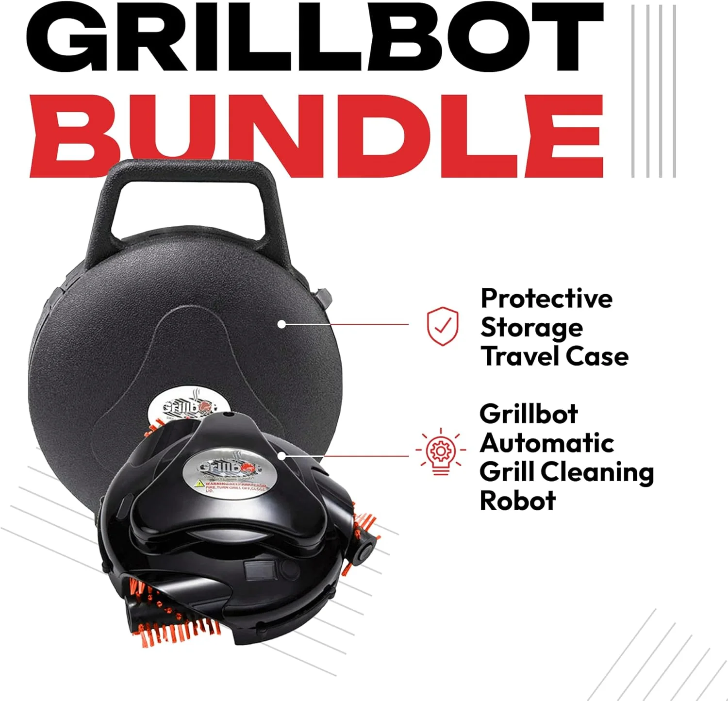 Grillbot Automatic Grill Cleaning Robot With Nylon Brushes, Black, Carry Case - Image 2 Grillbot Automatic Grill Cleaning Robot With Nylon Brushes, Black, Carry Case - Image 2