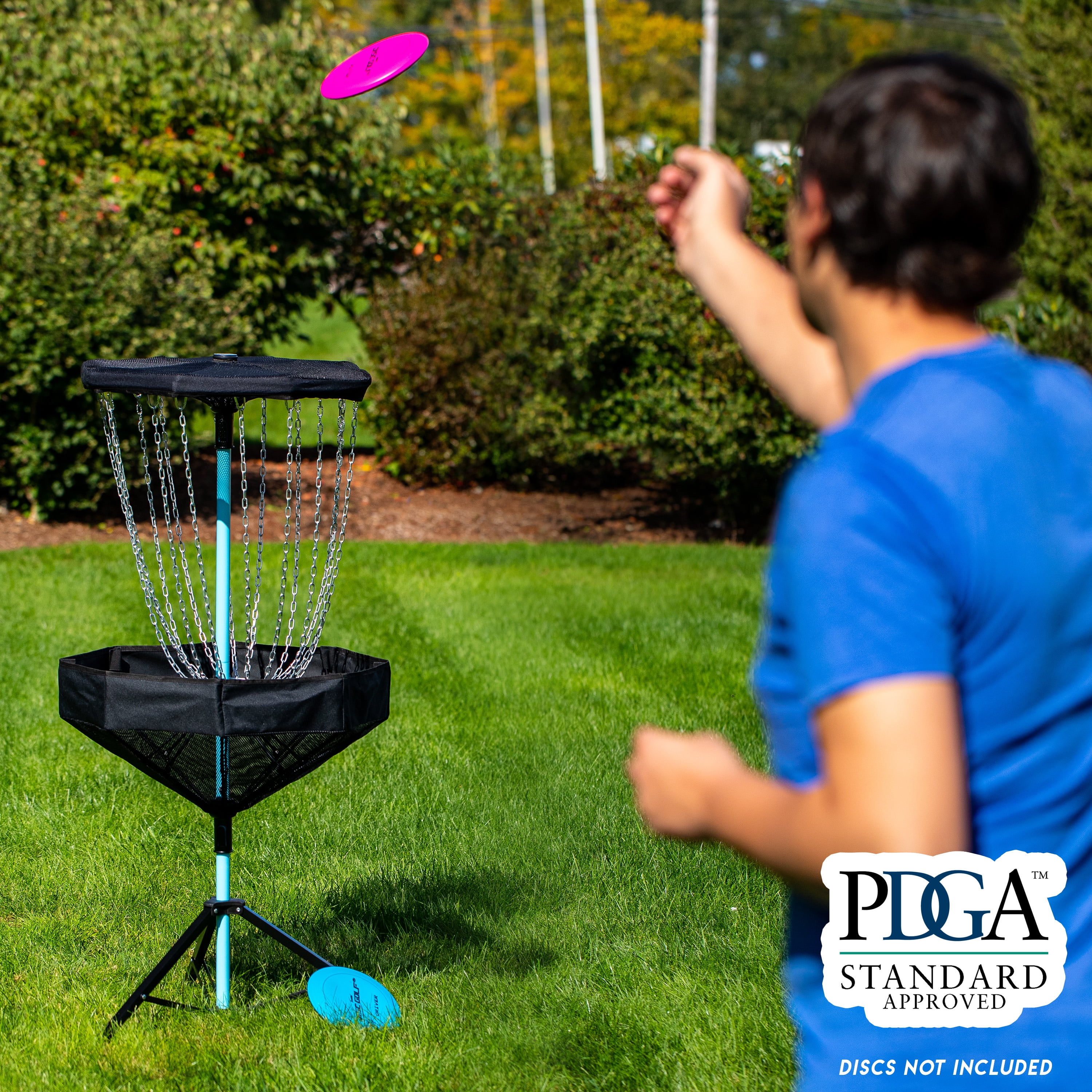 Franklin Sports Disc Golf Basket - PDGA Approved - Elite Portable Disc Golf Target Basket Set with Premium Metal Chains + Canvas Basket - Disc Golf Equipment + Hole Stand - Image 8